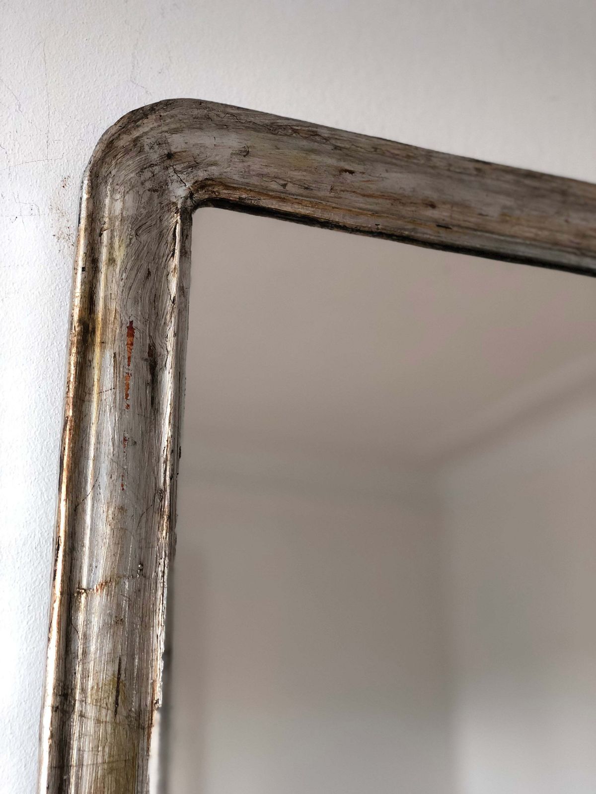 Antique French Louis Philippe Silvered Giltwood Mirror – Late 19th Century photo for sale