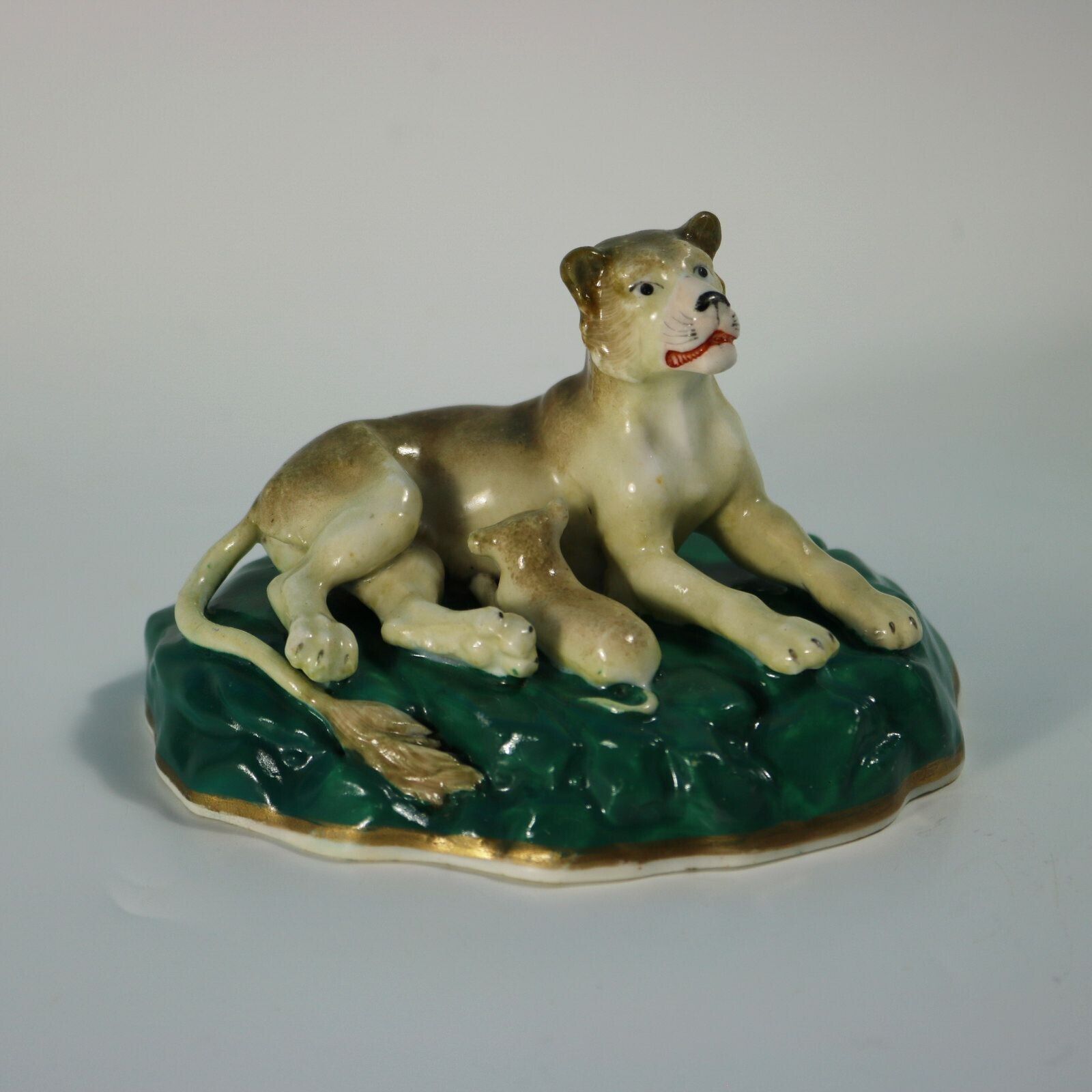 1985.0 Rare Pair Staffordshire Lion And Lioness Figures photo