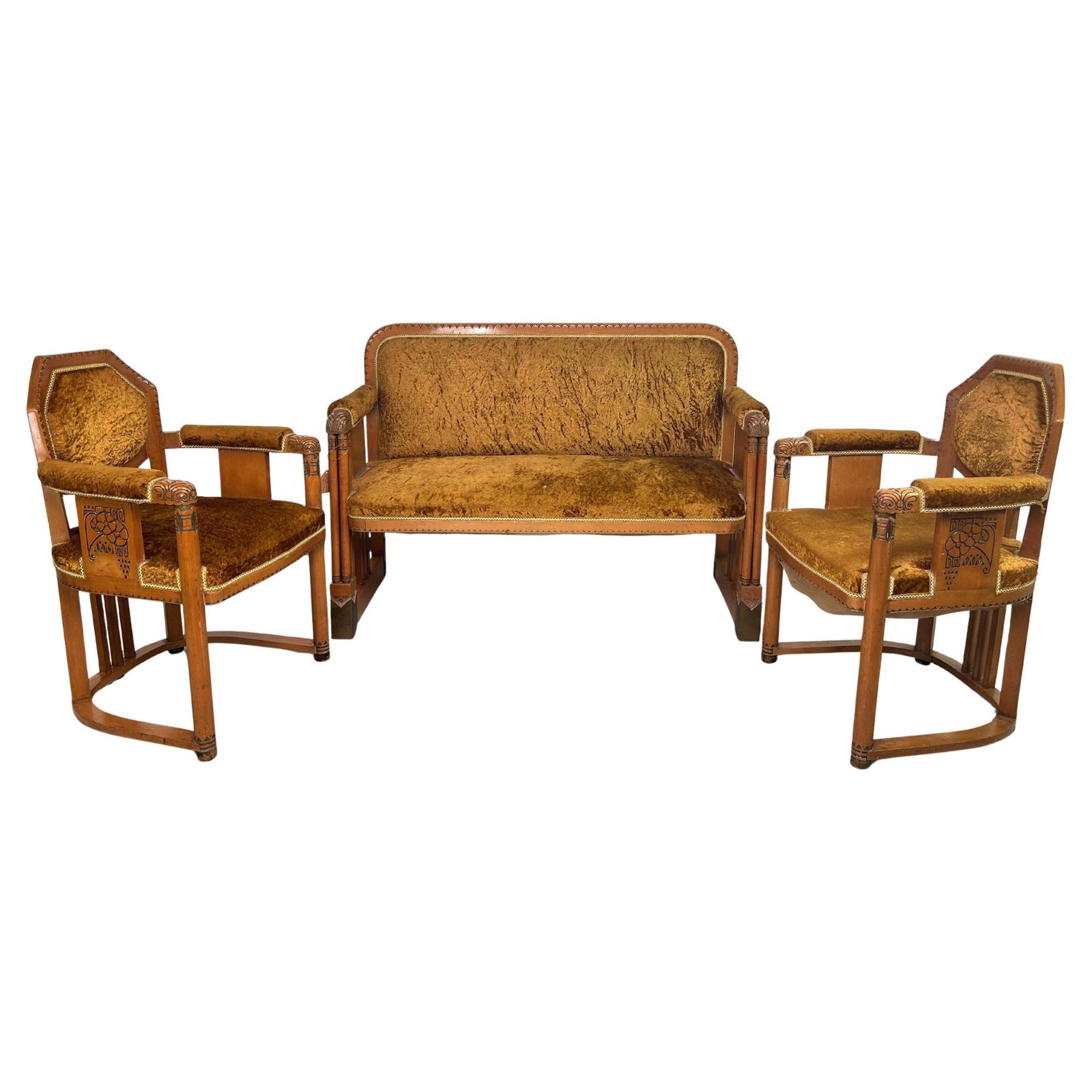 Very Rare Secession Seating Group By Gyula Radó Es Fiai Budapest