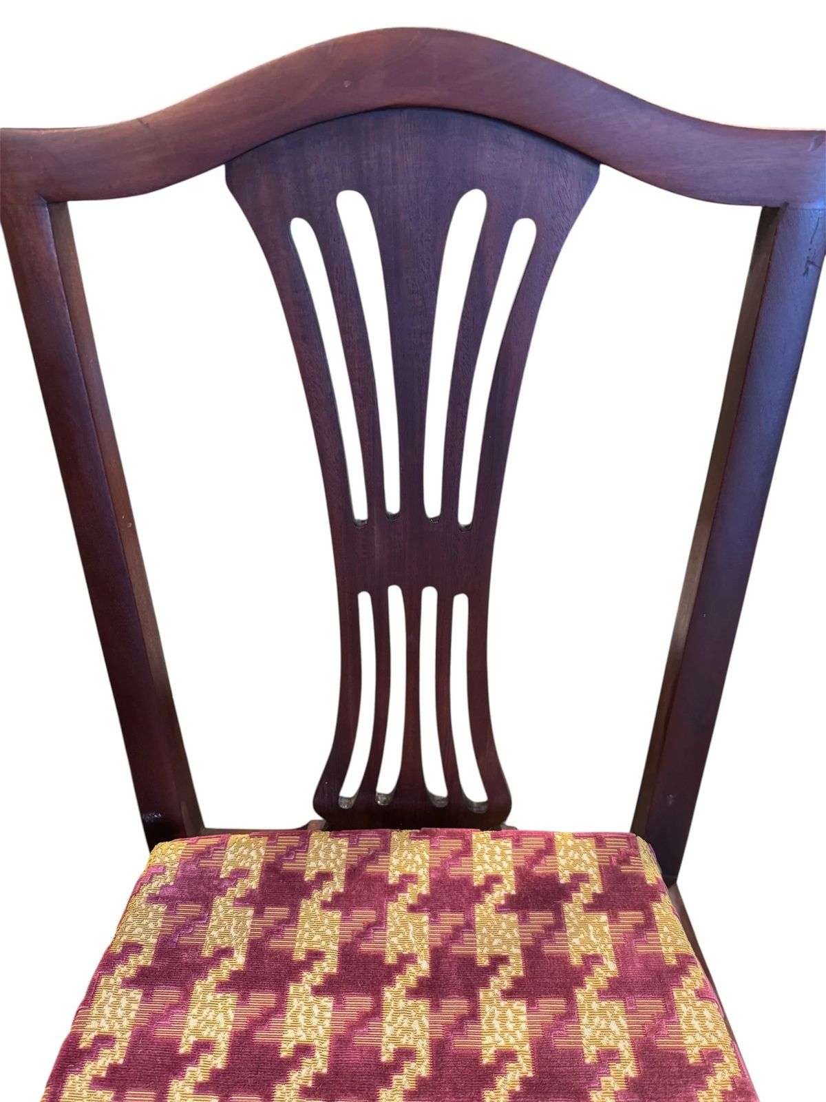 photo furniture Antique Pair Of Mahogany Georgian Chairs Reupholstered In Luxury Fabric