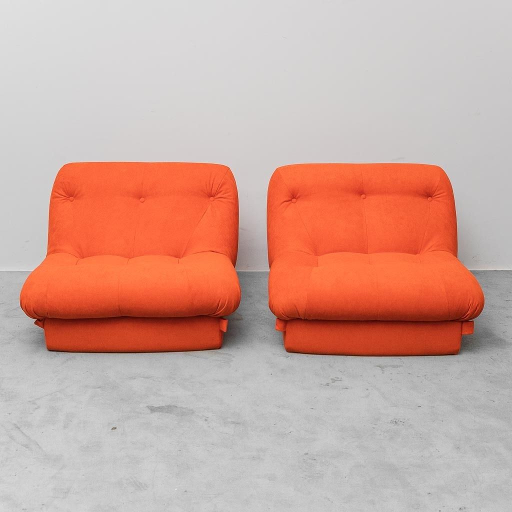 Pair Of Vintage Orange Armchairs, 1970s Design, Modern Antiques photo vinterior
