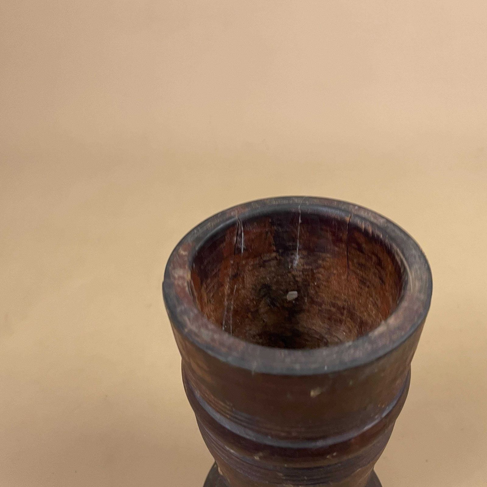 Antique Wooden Goblet Vase Hand Turned Rustic Decorative Wood Chalice Round Vessel photo buy