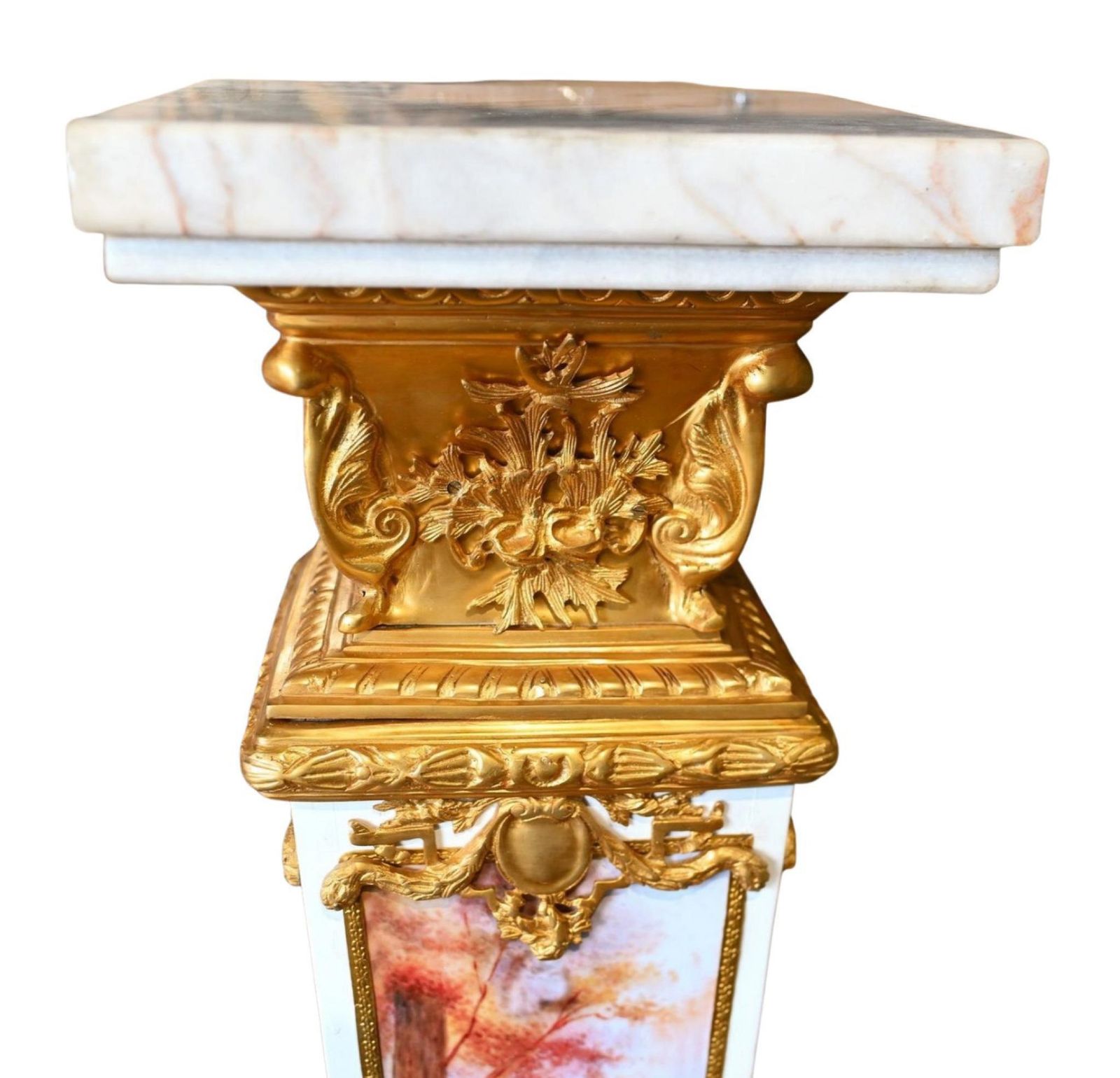 Pair Of Sevres Style Porcelain Gilt Bronze Pedestals Louis XVI Reviva photo Home Decor