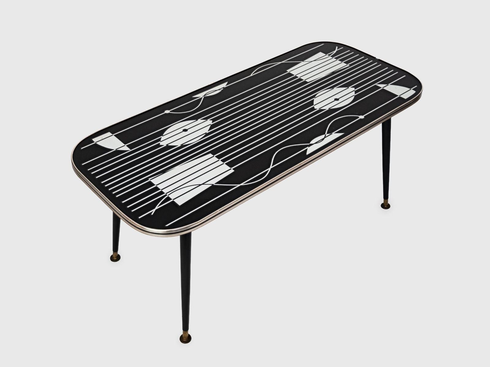 Vintage Coffee Occasional Table Black Silver Design 1950s Mid Century Home Decor