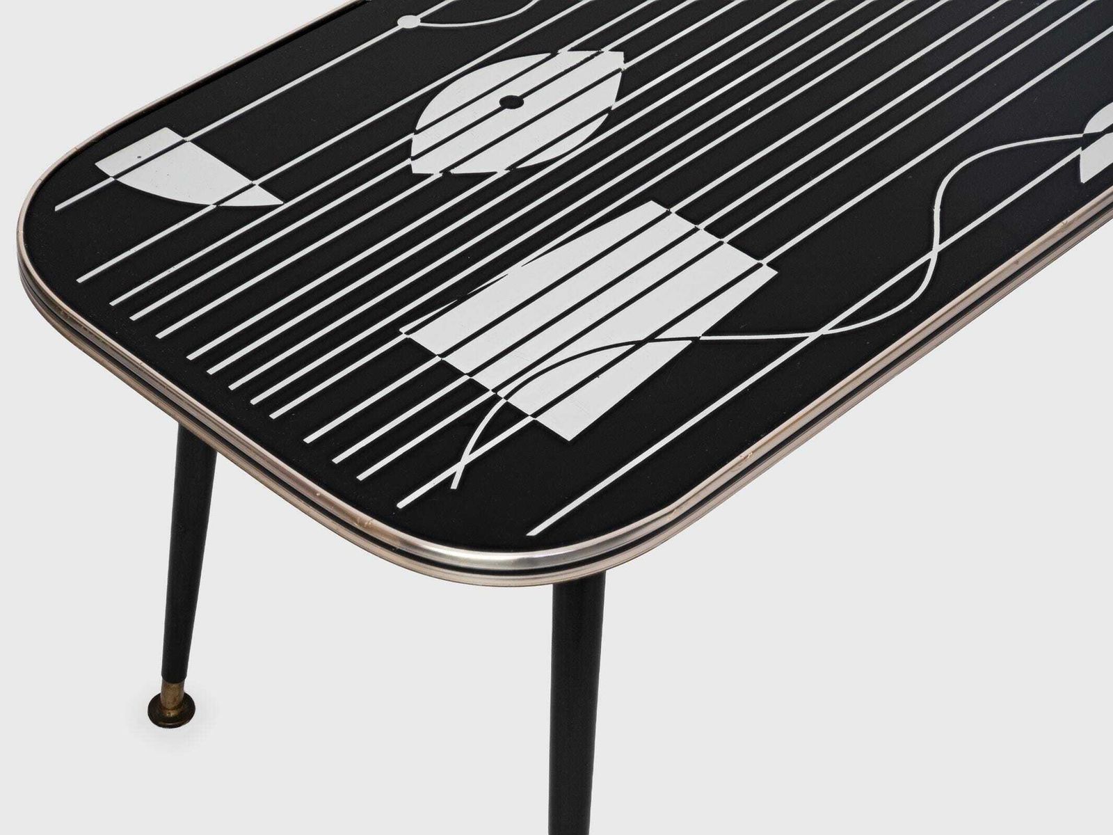 Vintage Coffee Occasional Table Black Silver Design 1950s Mid Century Home Decor photo for sale