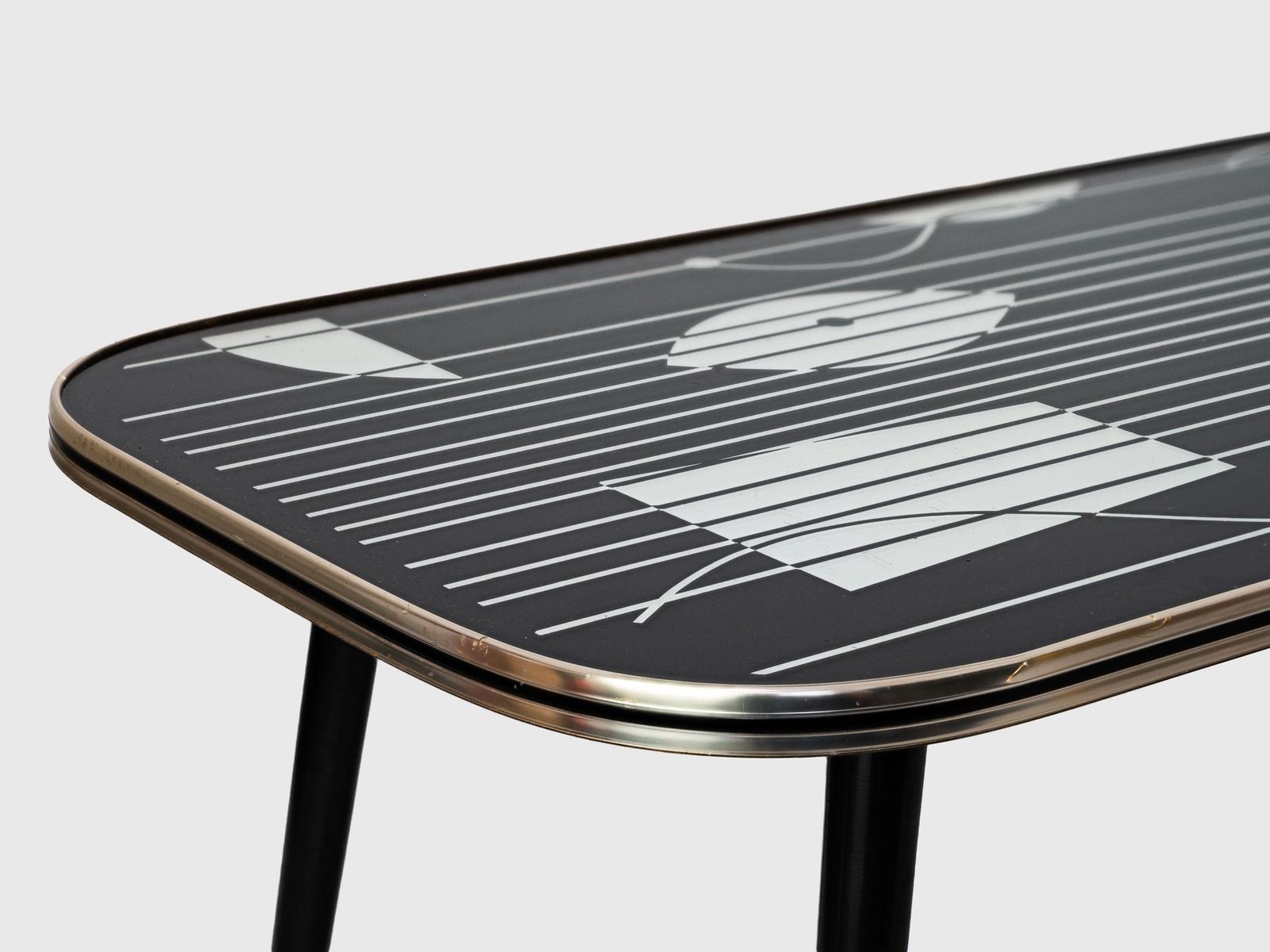 Vintage Coffee Occasional Table Black Silver Design 1950s Mid Century Home Decor photo 260.0