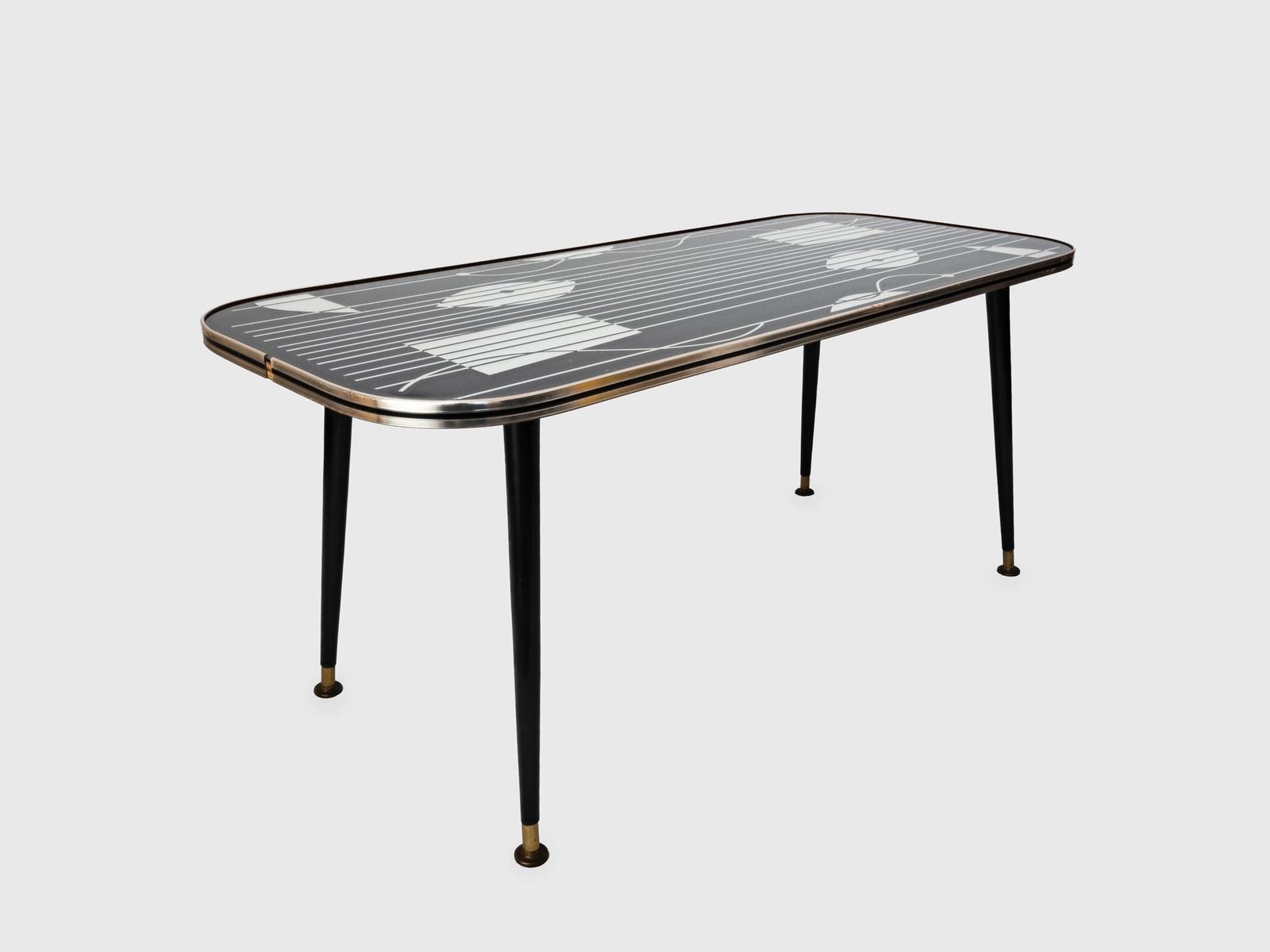 Vintage Coffee Occasional Table Black Silver Design 1950s Mid Century Home Decor photo buy