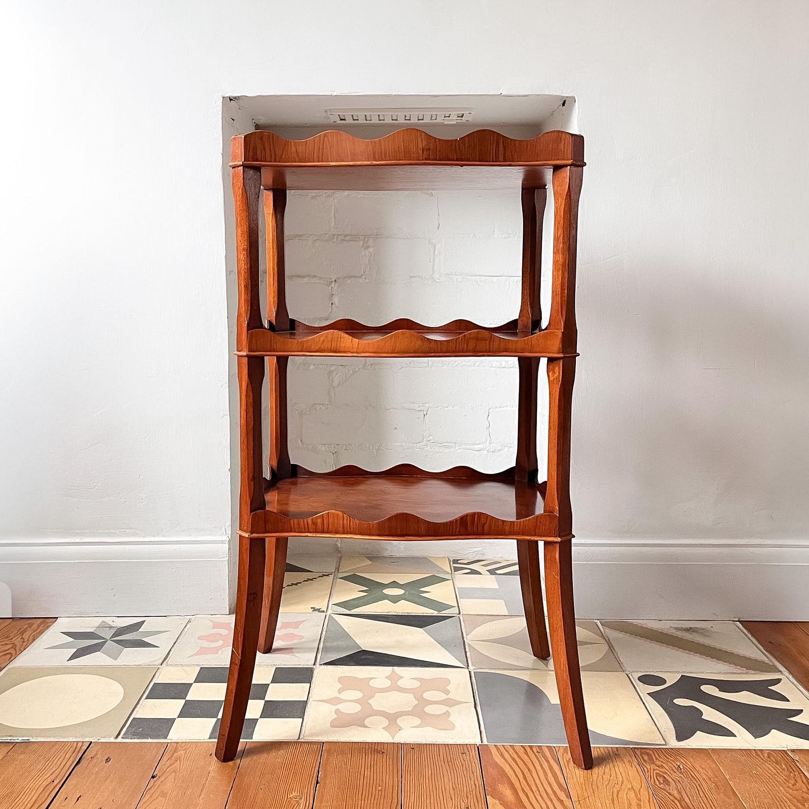 Vintage Scalloped Three Tier Reprodux Etagere photo furniture