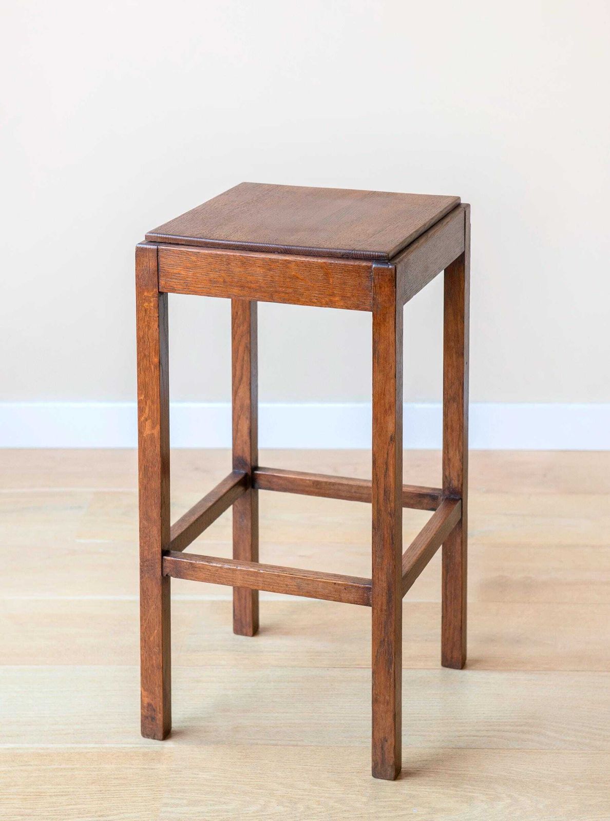 Art Deco Side Table   Solid Oak Square Plant Stand Stool   Dutch Accent Table photo furniture