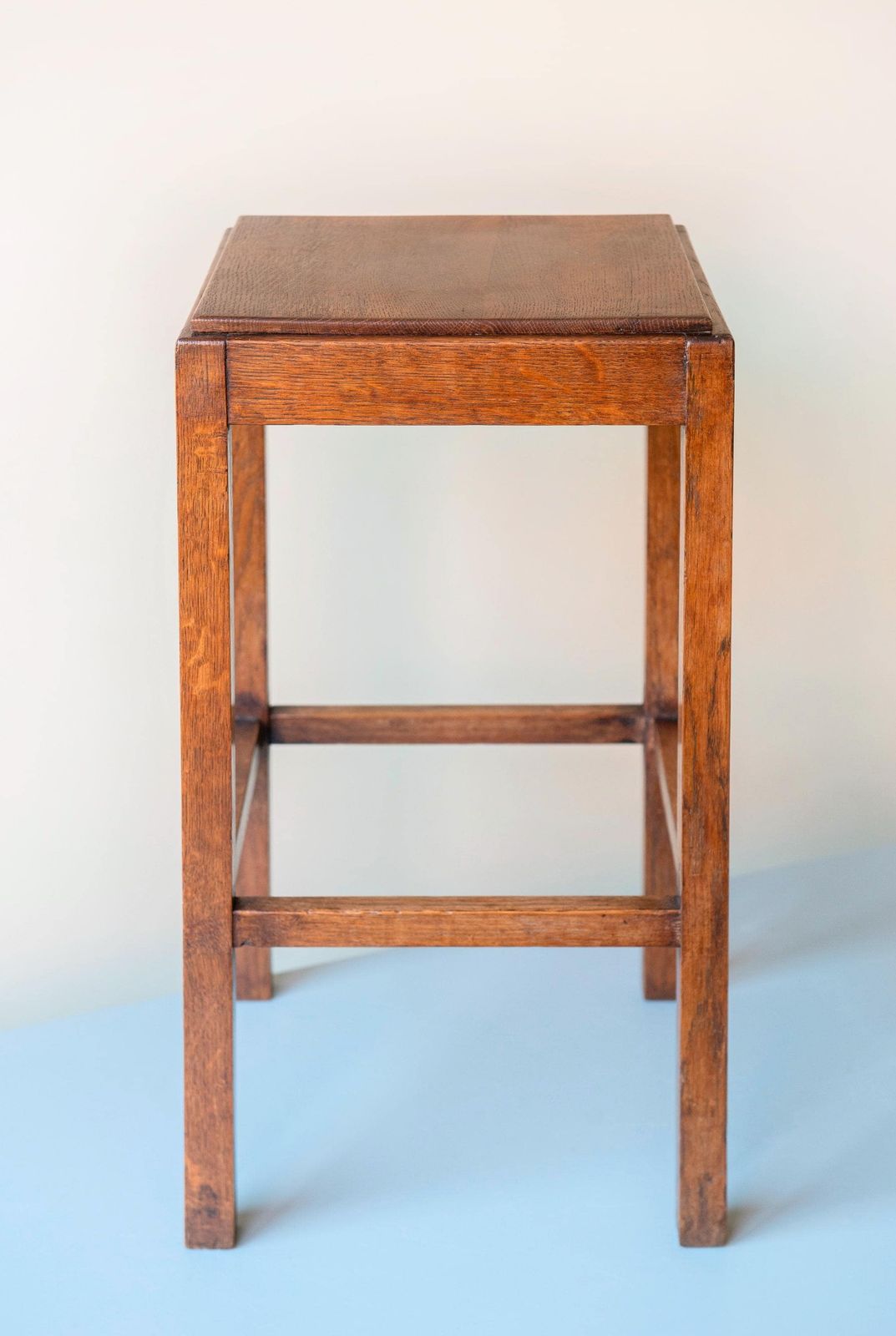 Art Deco Side Table   Solid Oak Square Plant Stand Stool   Dutch Accent Table photo buy