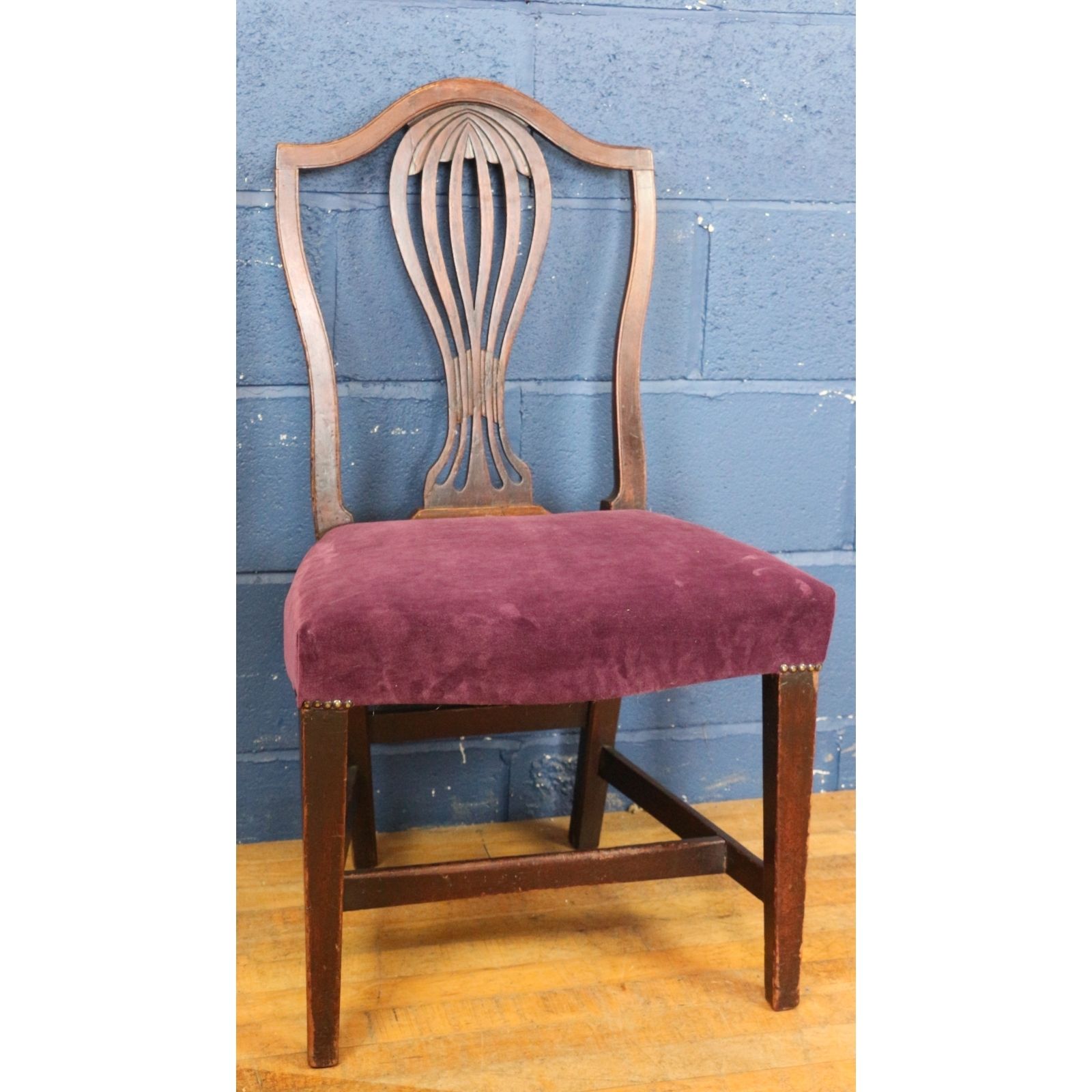 A Georgian Mahogany Hepplewhite Style Dining Chair Purple Velvet photo furniture