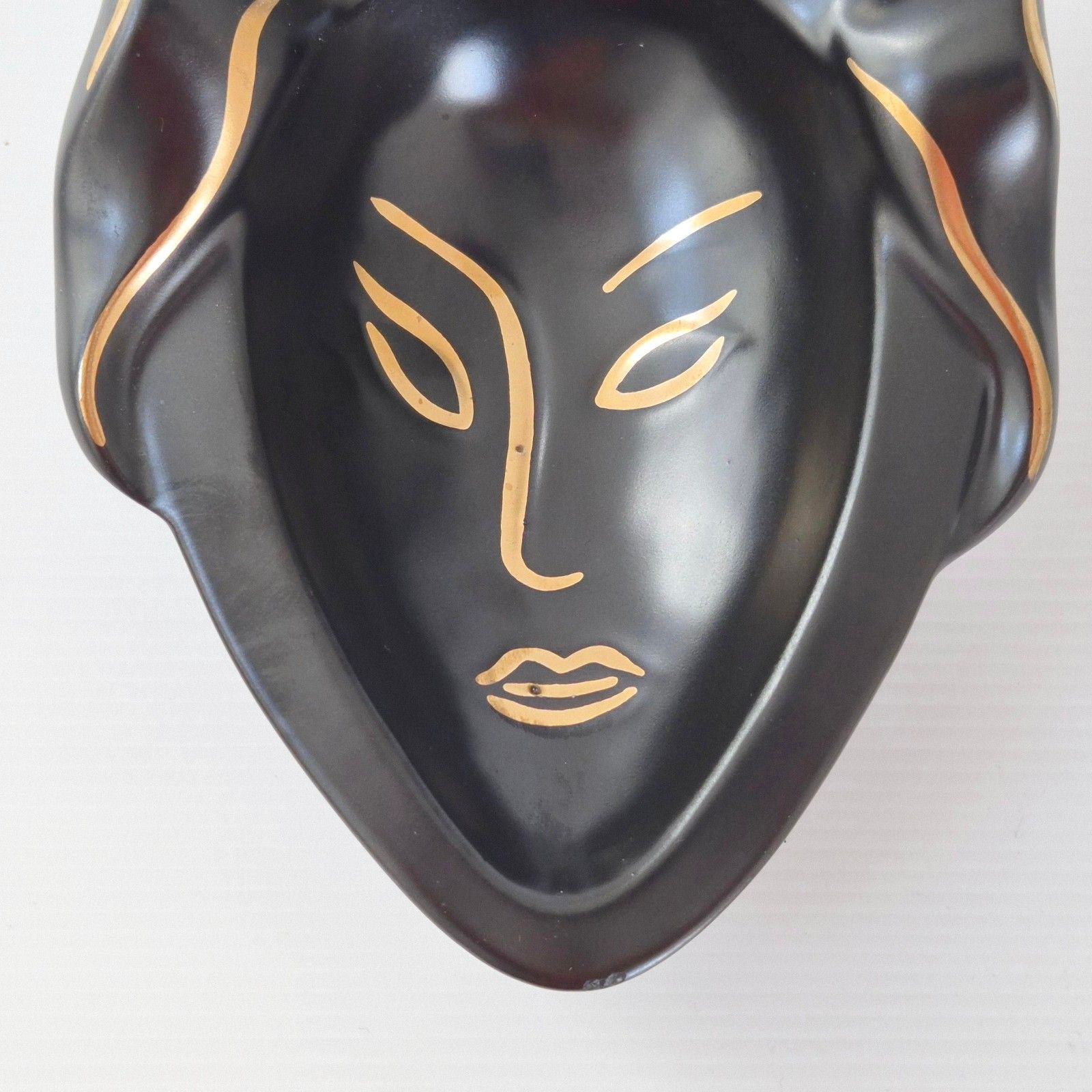 Vintage 1950s Irisese Black Ceramic Ashtray Dlg Capron Jouve 50s Rockabilly photo for sale