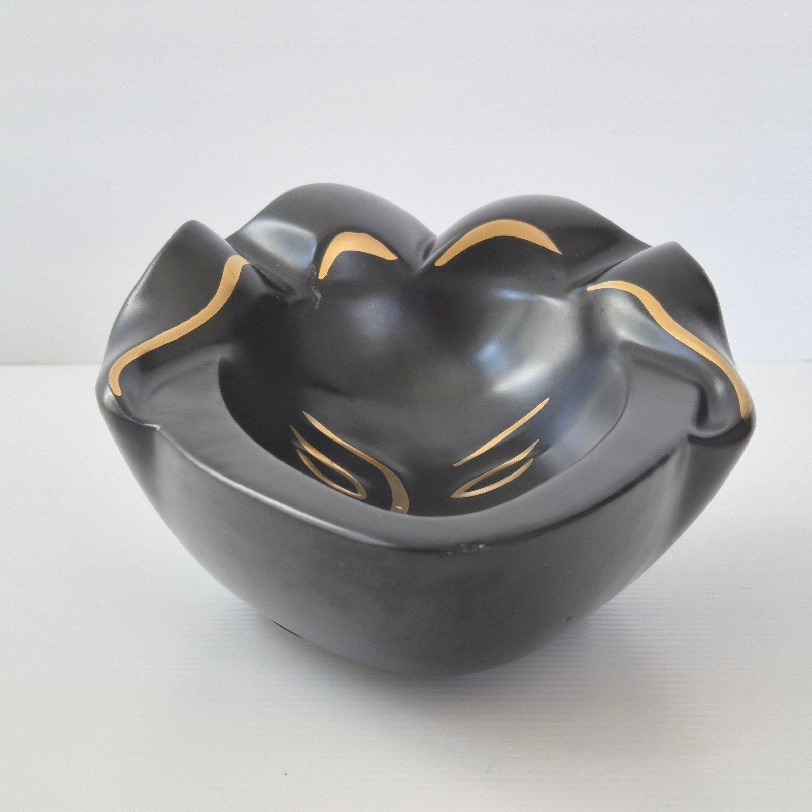 photo furniture Vintage 1950s Irisese Black Ceramic Ashtray Dlg Capron Jouve 50s Rockabilly