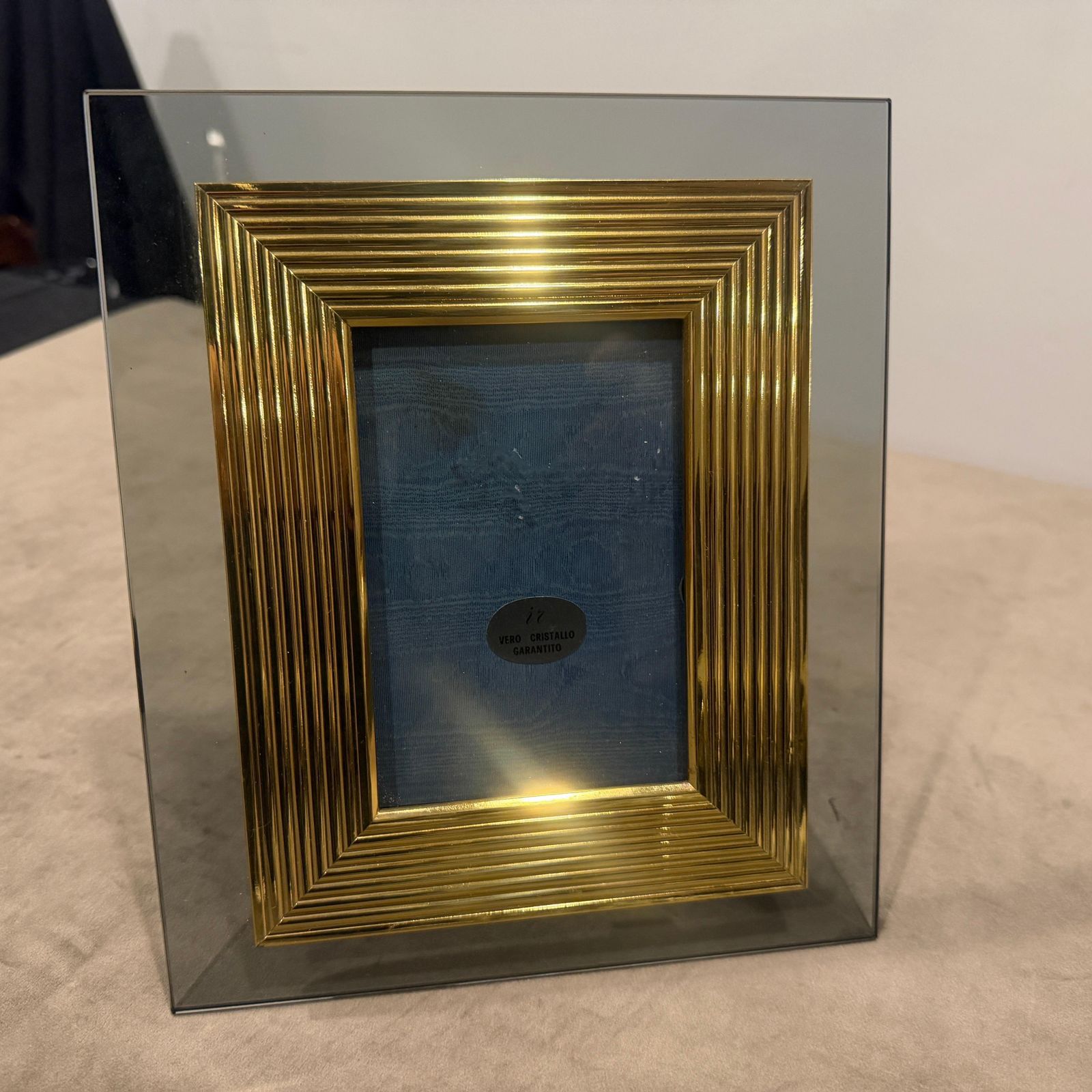 photo buy 1960s Mid Century Modern Brass And Smoked Glass Luxury Italian Picture Frame