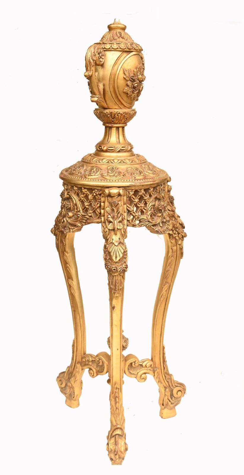 Pair Italian Giltwood Pedestals Rococo Stands Classical Urn Finials photo buy