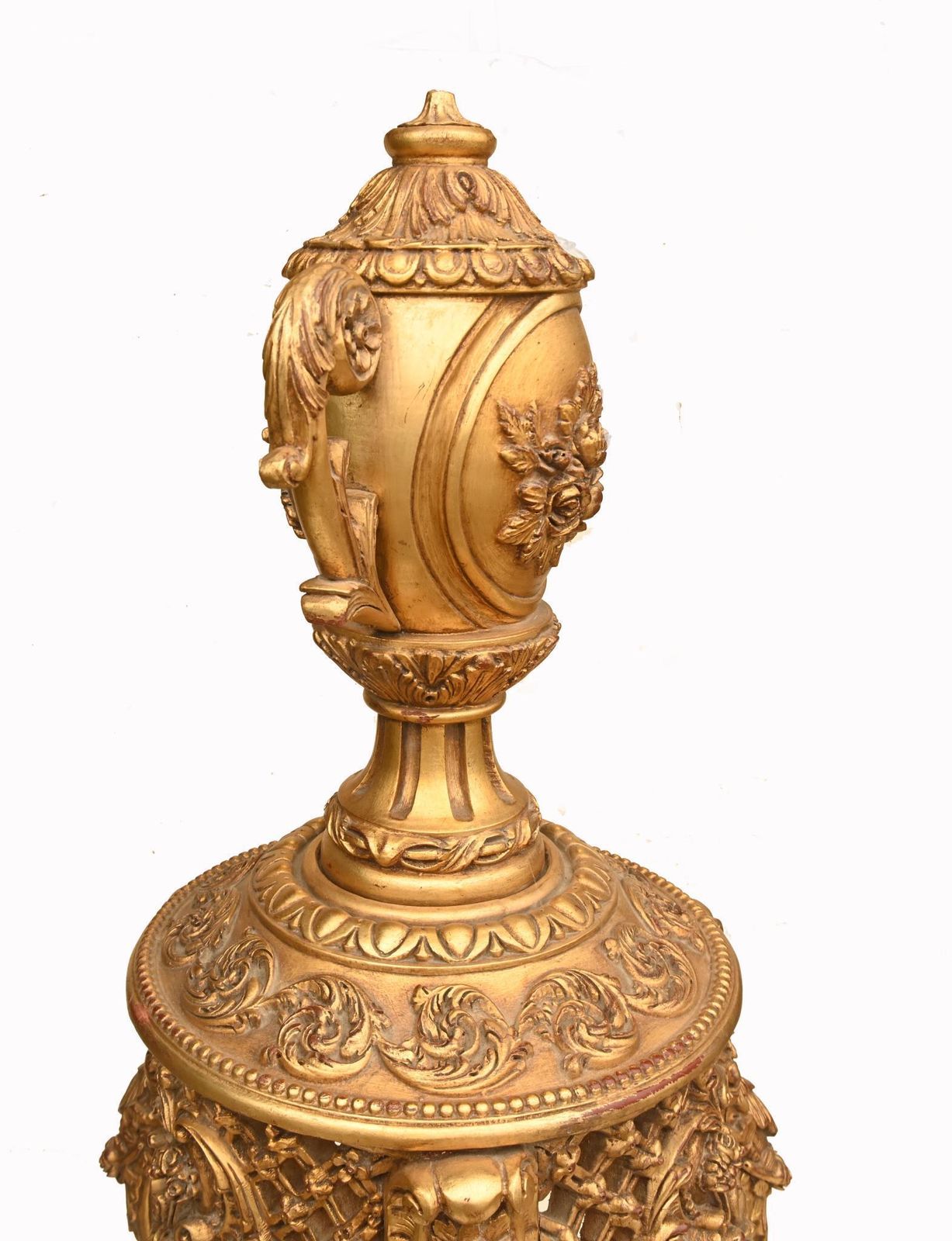 photo furniture Pair Italian Giltwood Pedestals Rococo Stands Classical Urn Finials