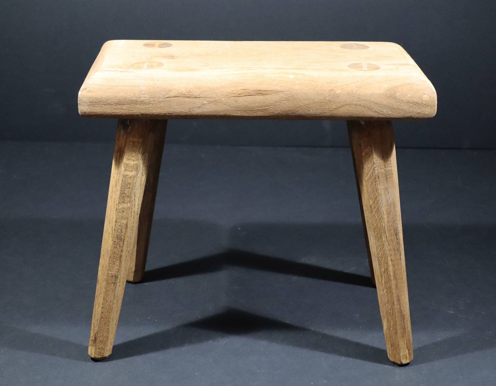 photo for sale French Primitive Wooden Stool Set Of 2 In Brutalist Design