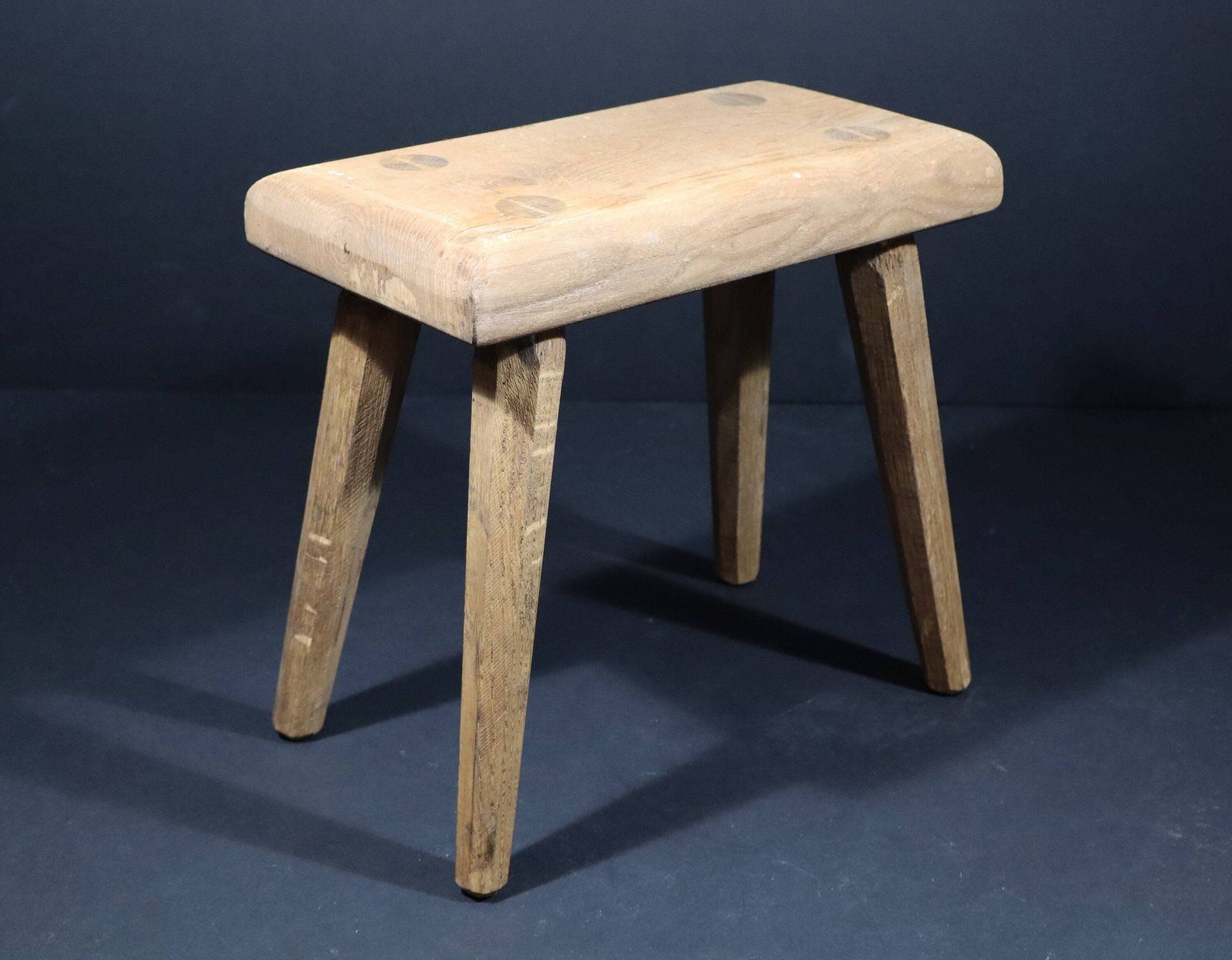 Furniture French Primitive Wooden Stool Set Of 2 In Brutalist Design photo