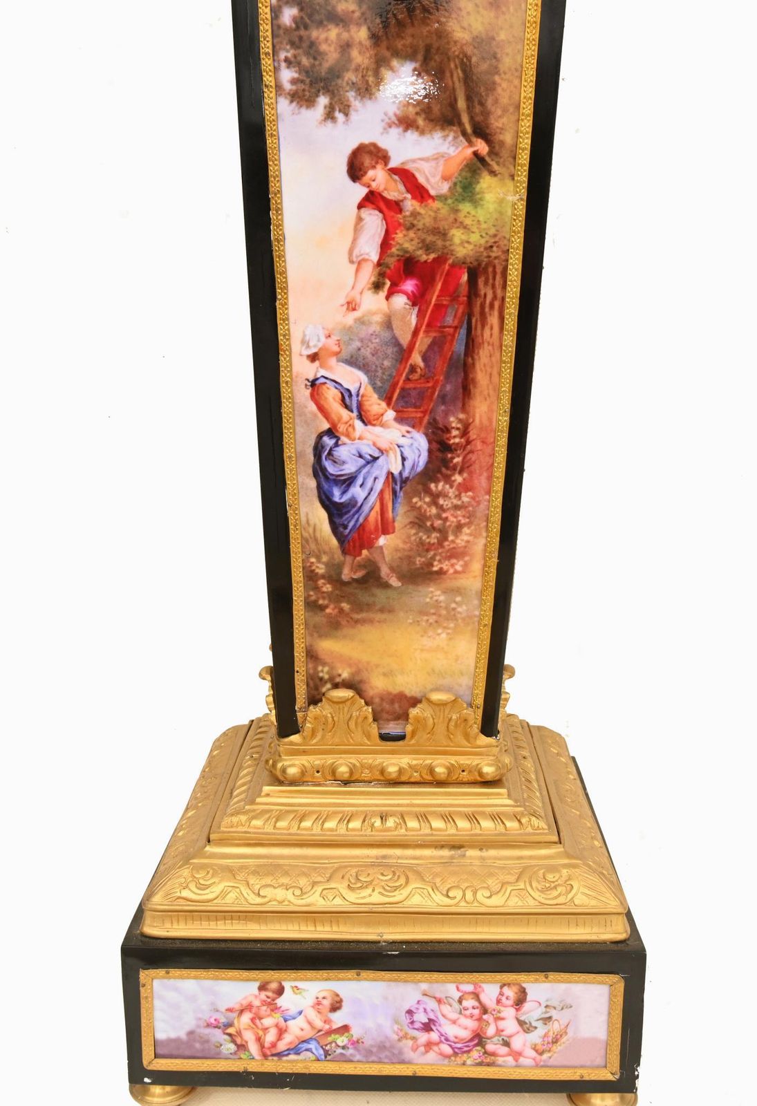 Pair French Pedestals Stands Gilt Bronze Porcelain Louis XVI photo for sale