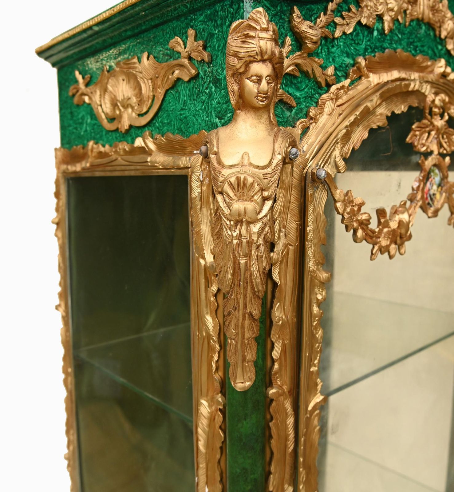 Pair French Vitrines Malachite Display Cabinets Louis XVI photo buy
