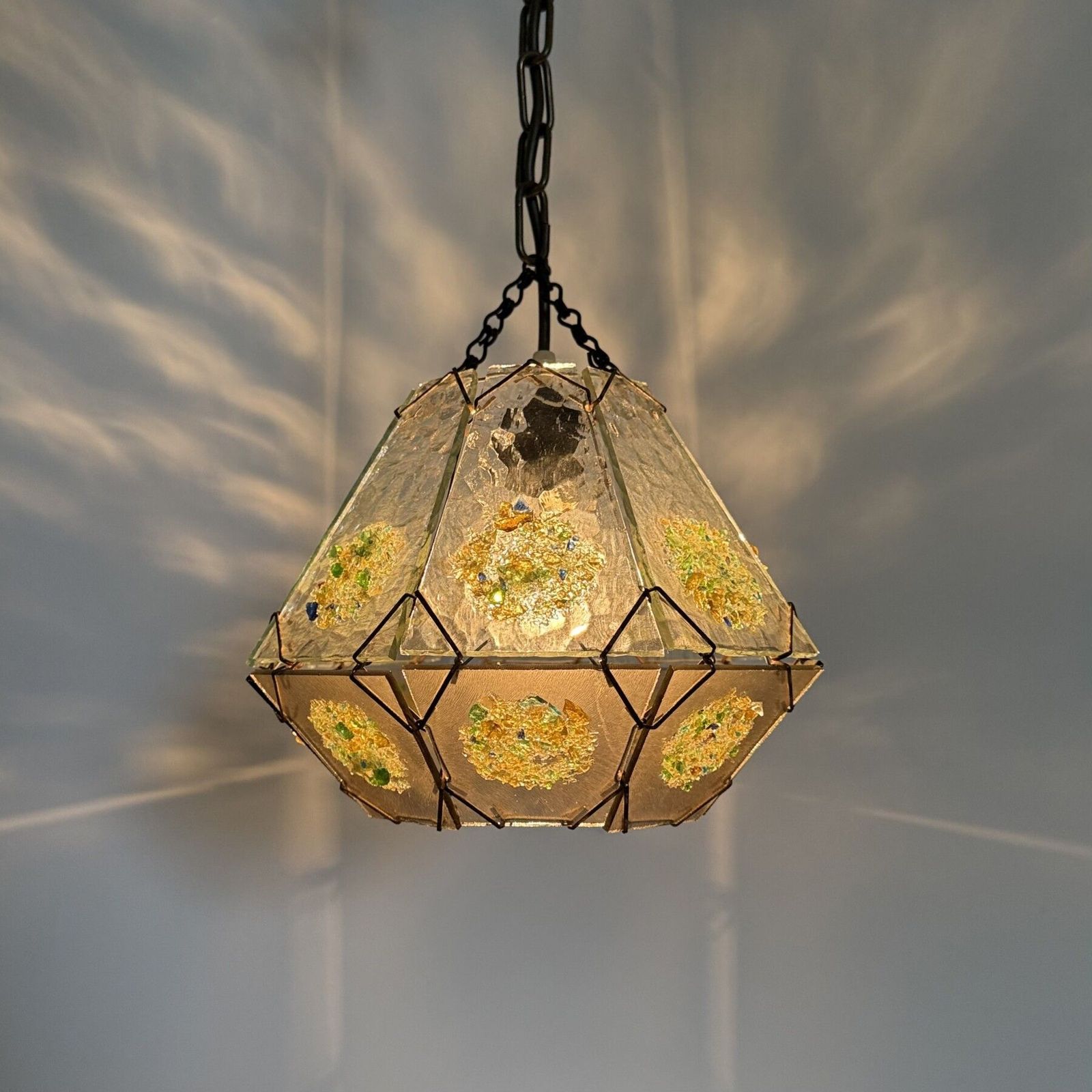 Brutalist Glass Hanging Lamp , 1970s photo Lighting