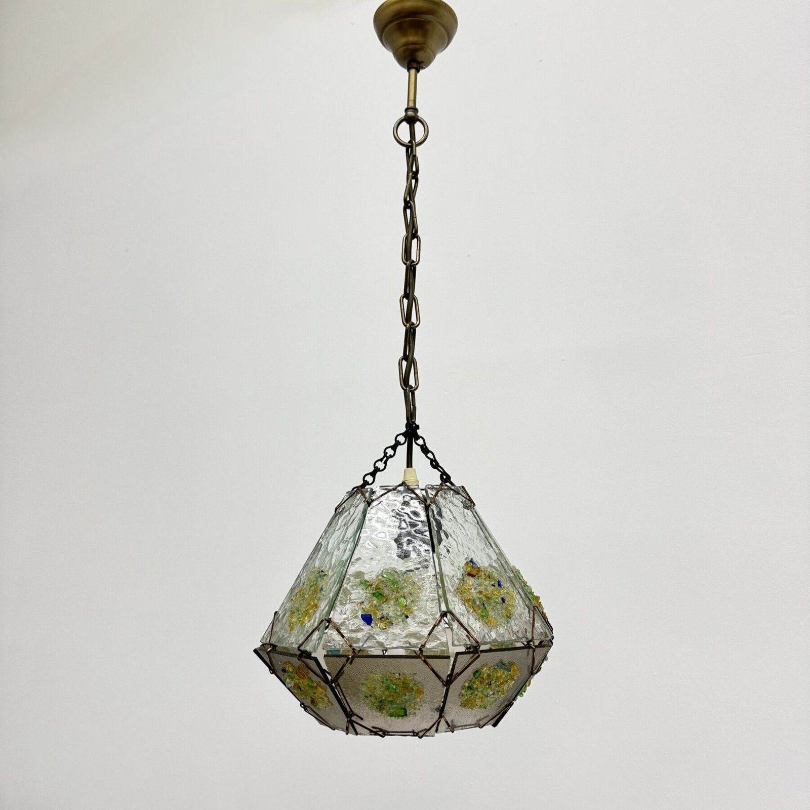 photo for sale Brutalist Glass Hanging Lamp , 1970s