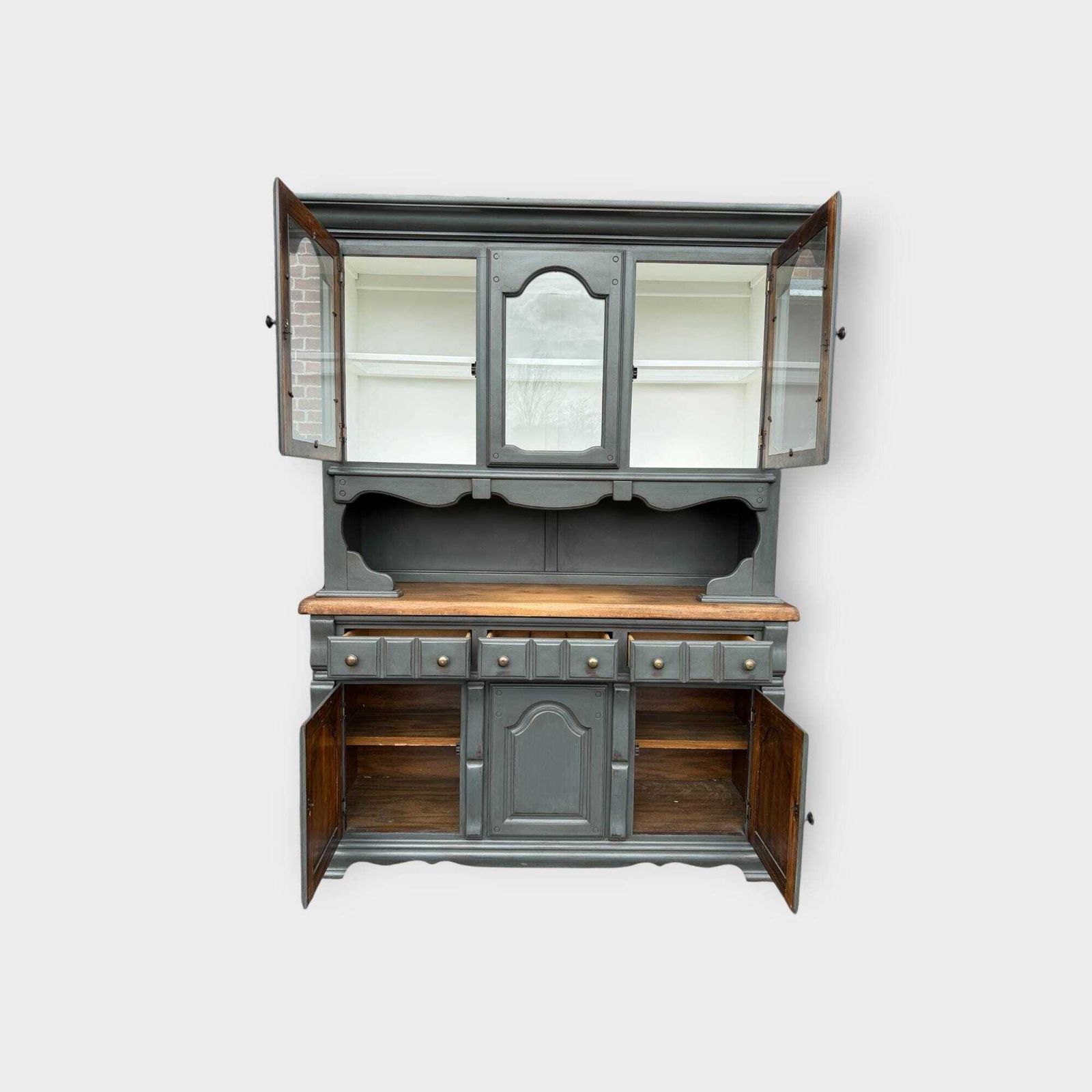 Pine Painted 2 Door Glazed Bookcase Cupboard  Glazed Display Bookcase photo Furniture