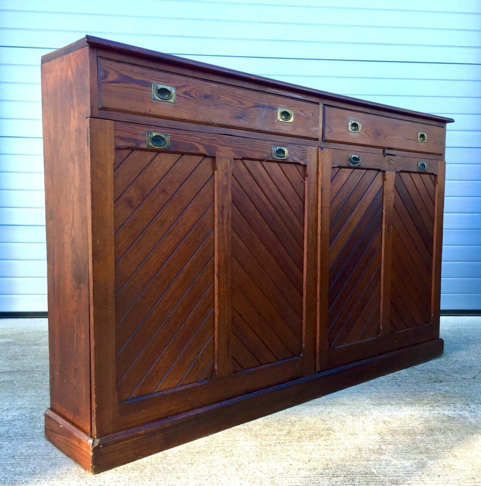 Antique Wooden Church Kneeler Storage Cupboard Large Sideboard Cabinet & Drawers photo Furniture