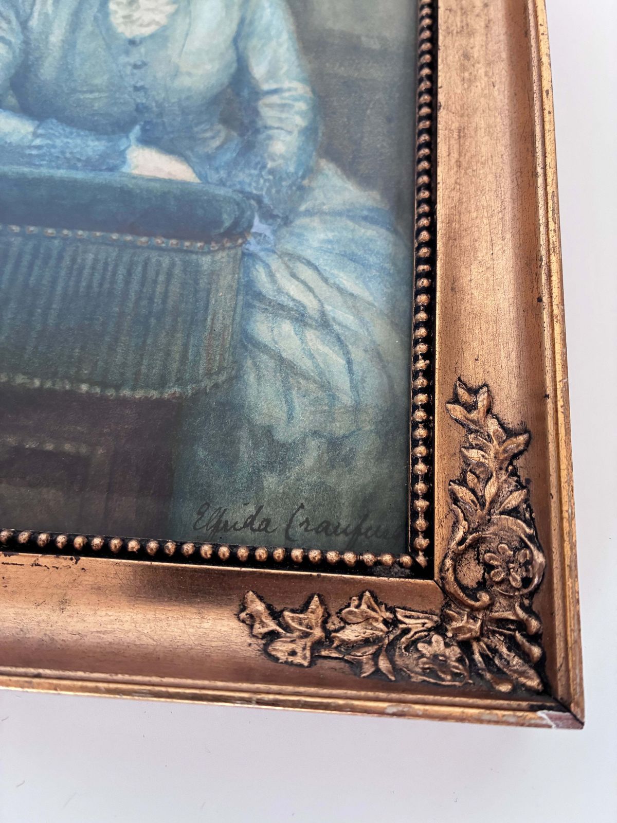photo furniture Pair Of Antique Portrait Lithographics Of A Gentleman And Lady, Circa 1882