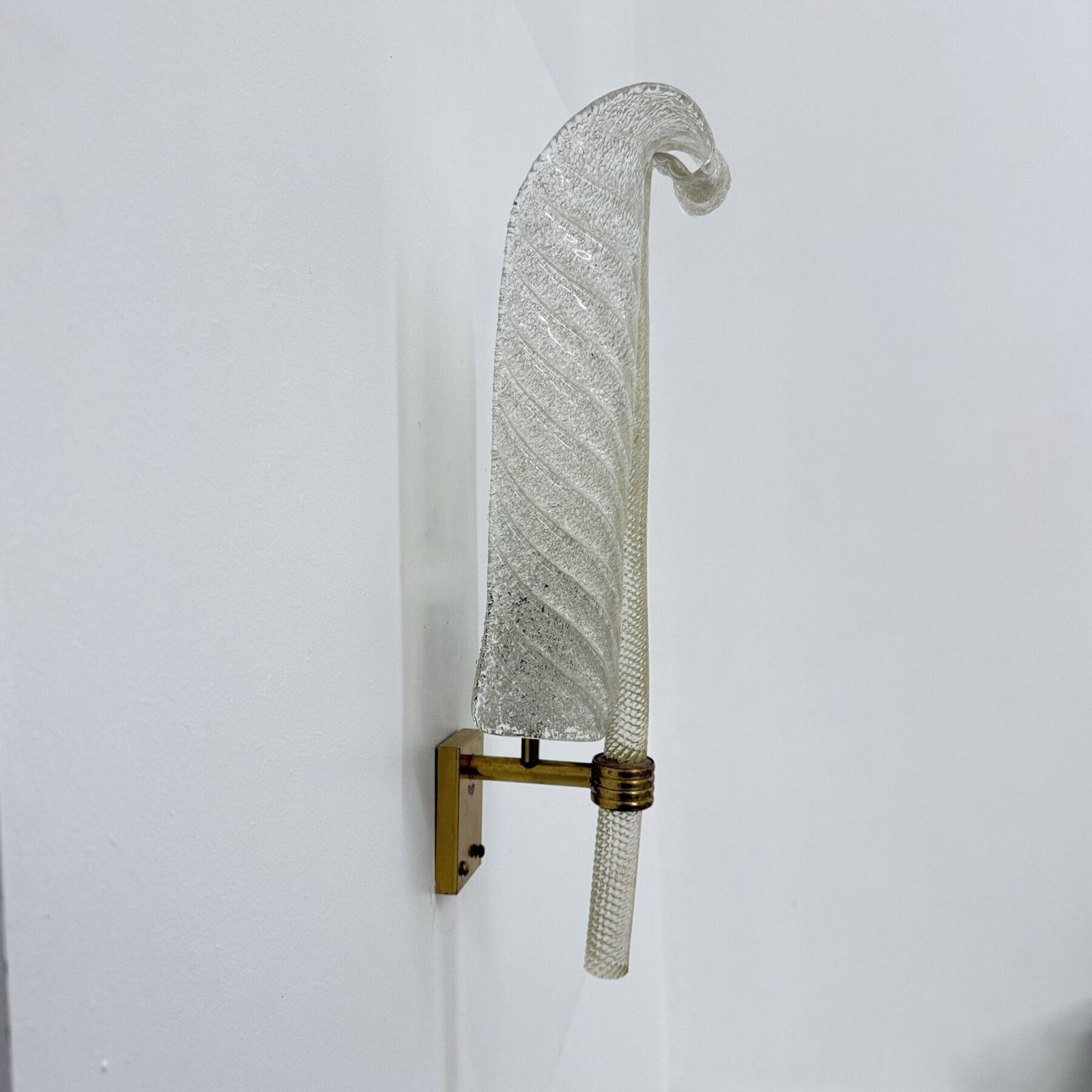 Grote Barovier & Toso Wandlamp, Murano Glas, Bladmotief, Jaren 1970 photo vinterior