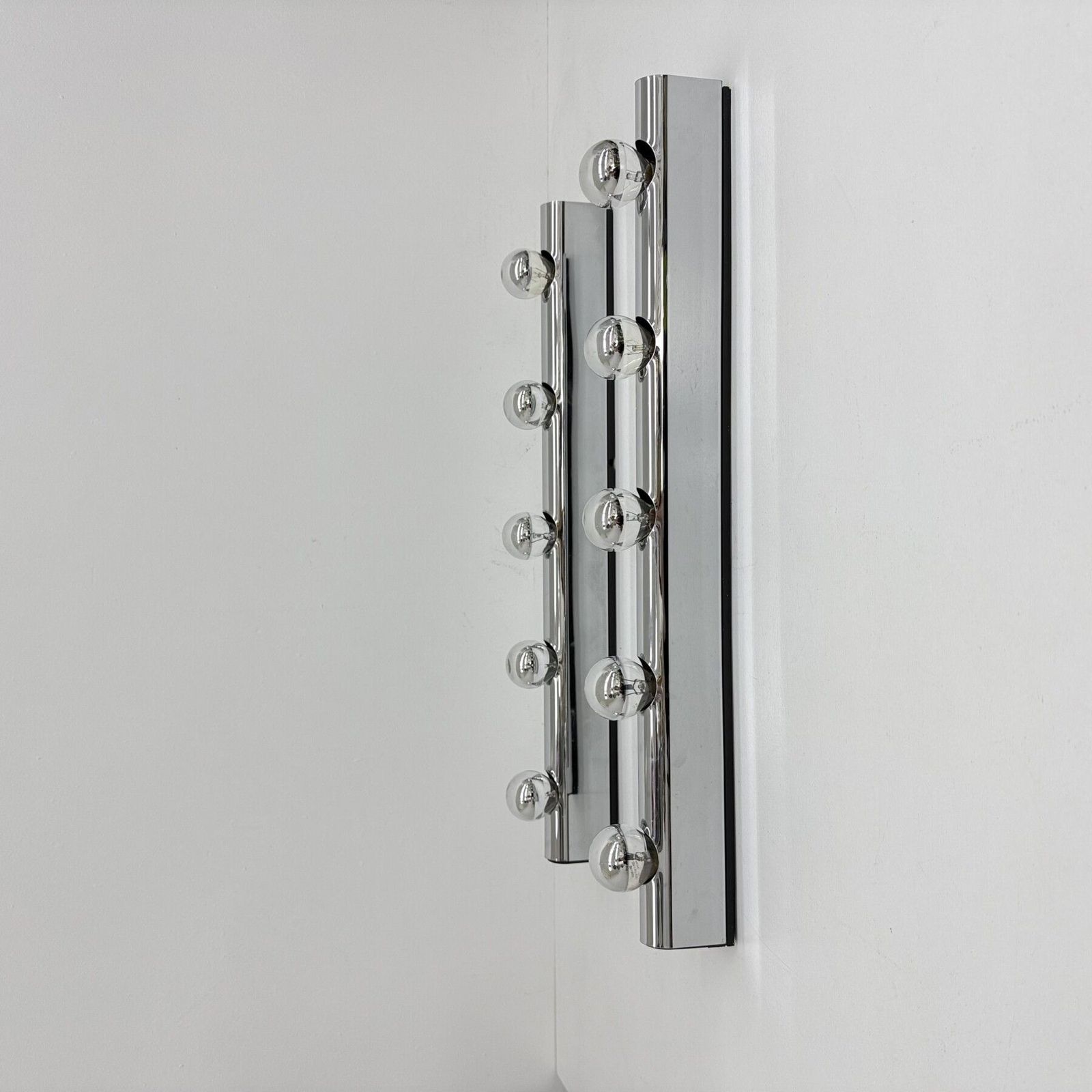 Lighting Set Of 2 Targetti Sankey Chrome Wall Lamps , 1970s photo