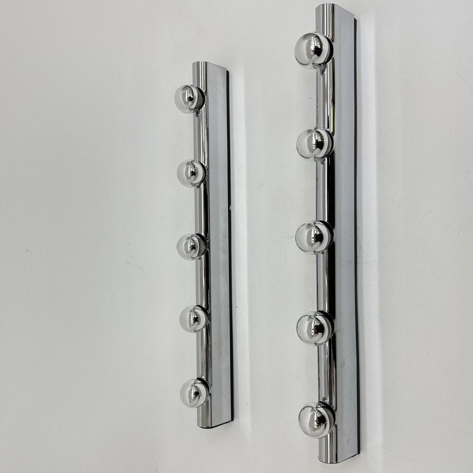photo vinterior Set Of 2 Targetti Sankey Chrome Wall Lamps , 1970s