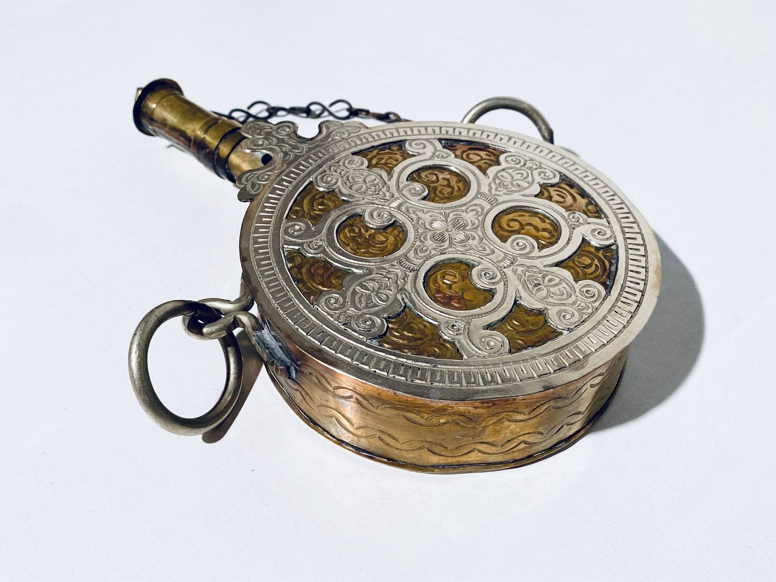 Antique Morroccan Gun Powder Holder Bottle Ornament / 1920s Magrib Africa photo for sale