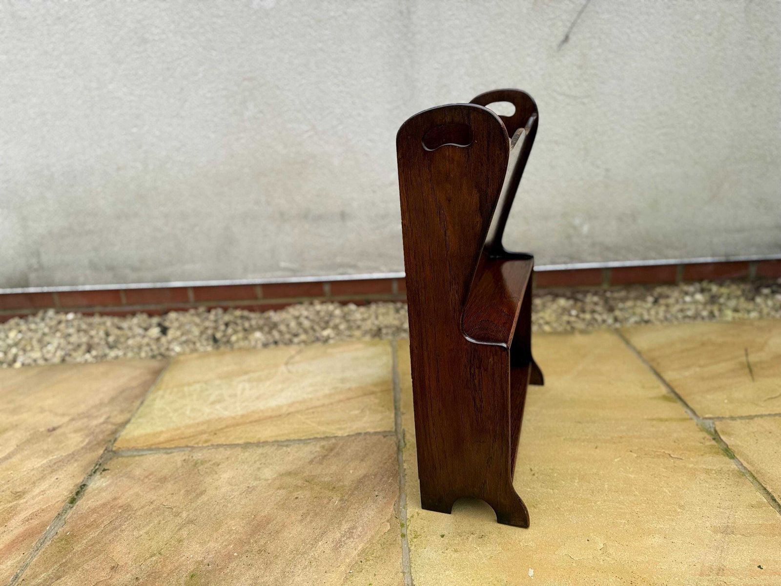 122.0 Antique Hand Made Magazine Rack With Shelf. Vintage Retro Style. photo