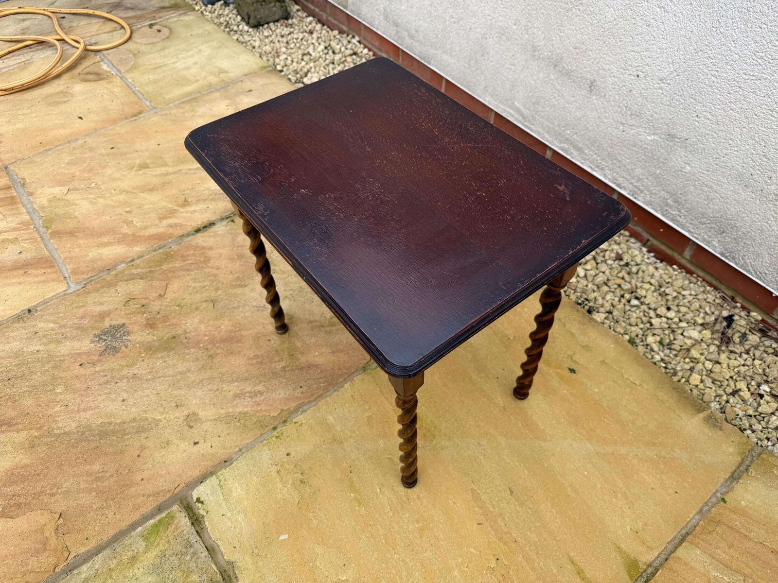 Antique Side Table With Barley Twist Legs. Victorian Oak Occasional Table photo buy