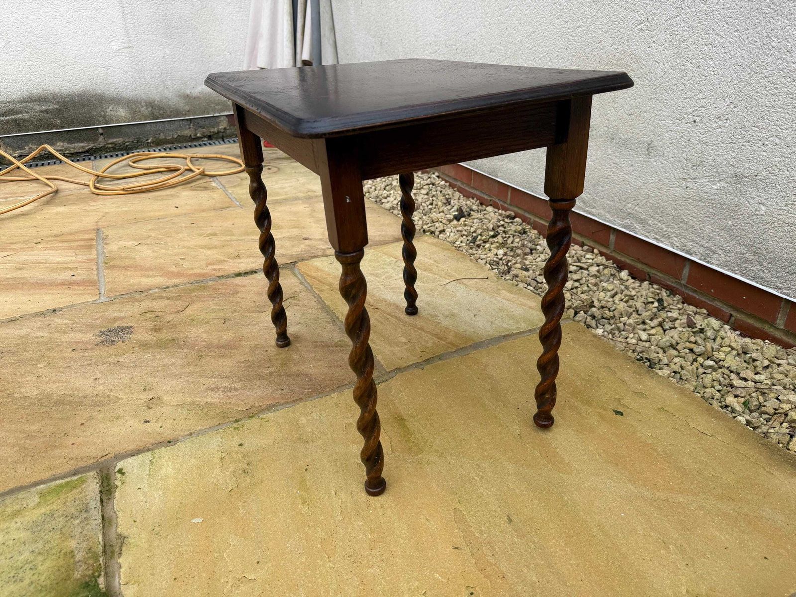 photo buy Antique Side Table With Barley Twist Legs. Victorian Oak Occasional Table