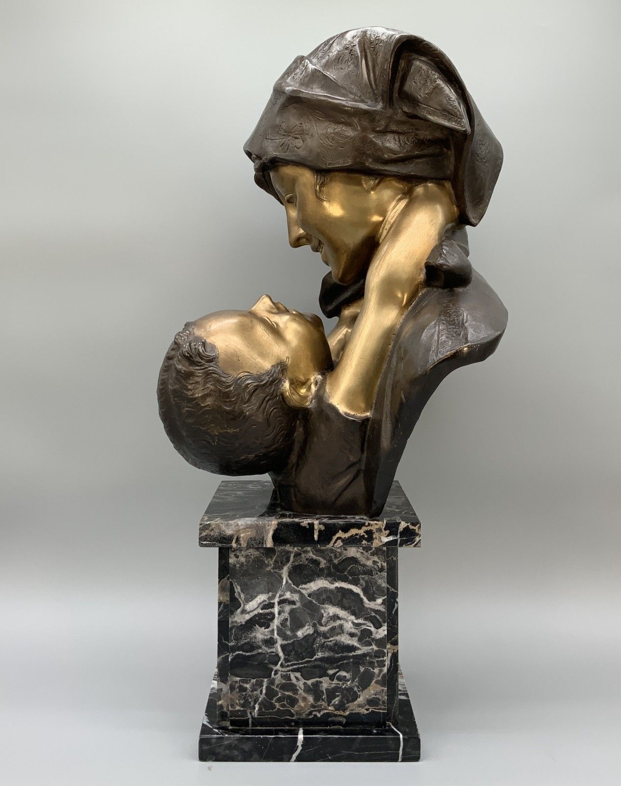 photo for sale Large Bronze Sculpture 'Maternity' Mother & Child Statue After Antonio Merente