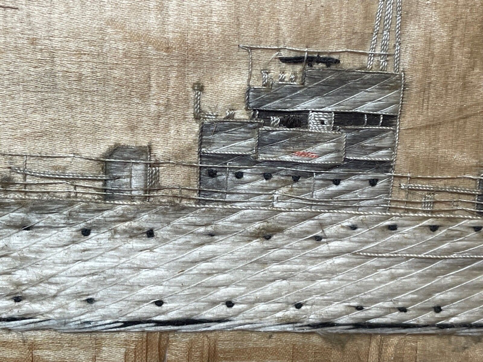 Antique Marine Silk Embroidery Ww1 Royal Navy Light Cruiser Ship Hms Concord photo for sale