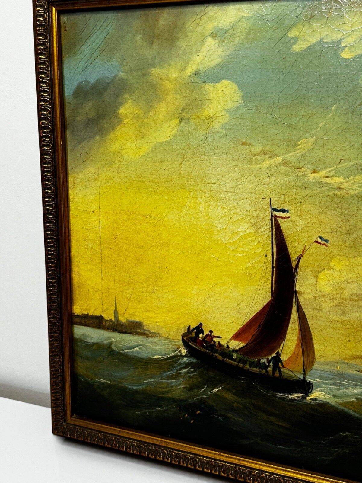 Marine Georgian Early 19th Century French Fishing Boat Heading Out Brisk Winds photo for sale