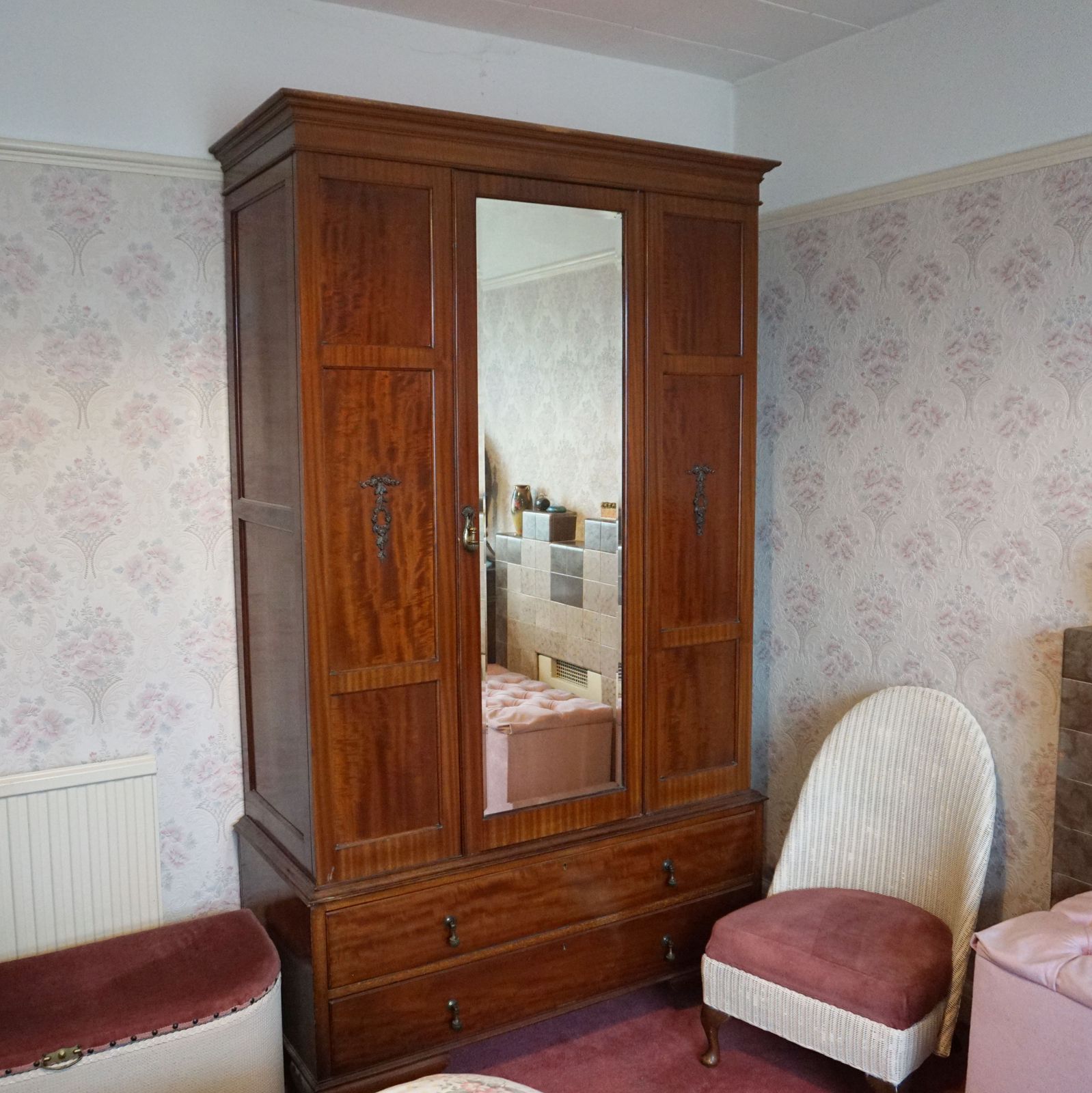 Vintage Handmade Bedroom Furniture Set   Wardrobe, Dresser & Chest Of Drawers