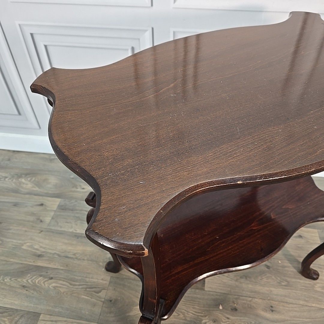 Antique Hall Lamp Table Mahogany Style Serpentine Top Tiered Console Vintage photo 160.0