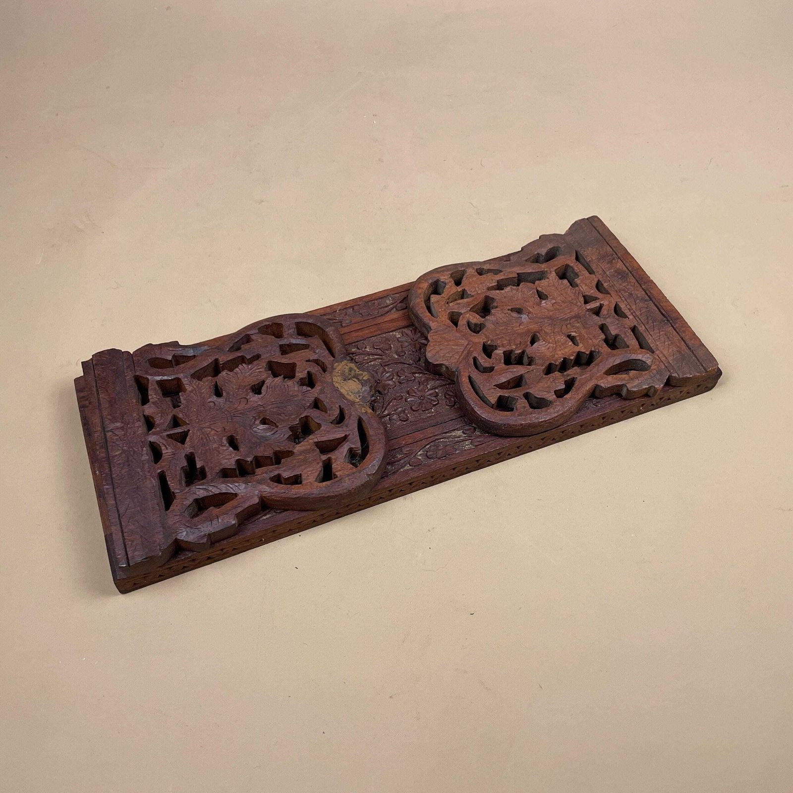 photo for sale Antique Extending Book Slide Ends Anglo Indian Hand Carved Victorian Style Shelf Display Library Novel Stand Adjustable