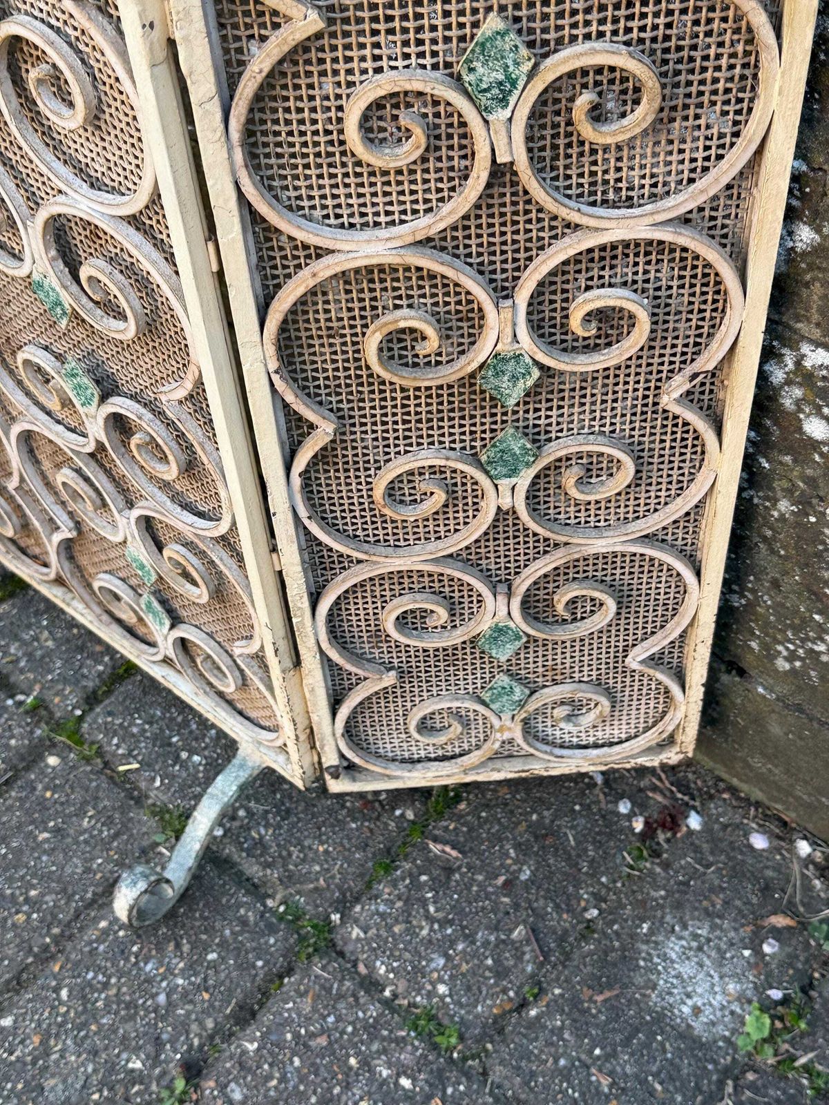 photo for sale Heavy Quality Vintage 1950s French Style Wrought Iron Fireplace Screen Decorative Fireside Guard