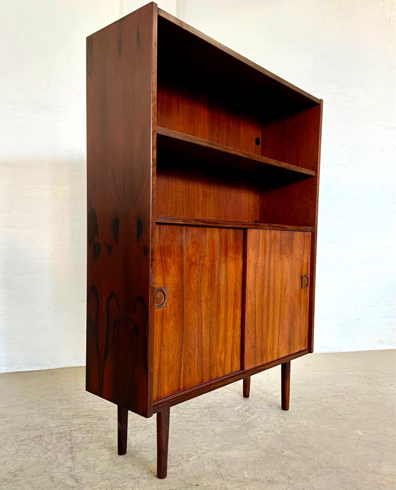 Danish Retro Vintage Bookcase In Rosewood With Sliding Doors 1960,S photo Furniture