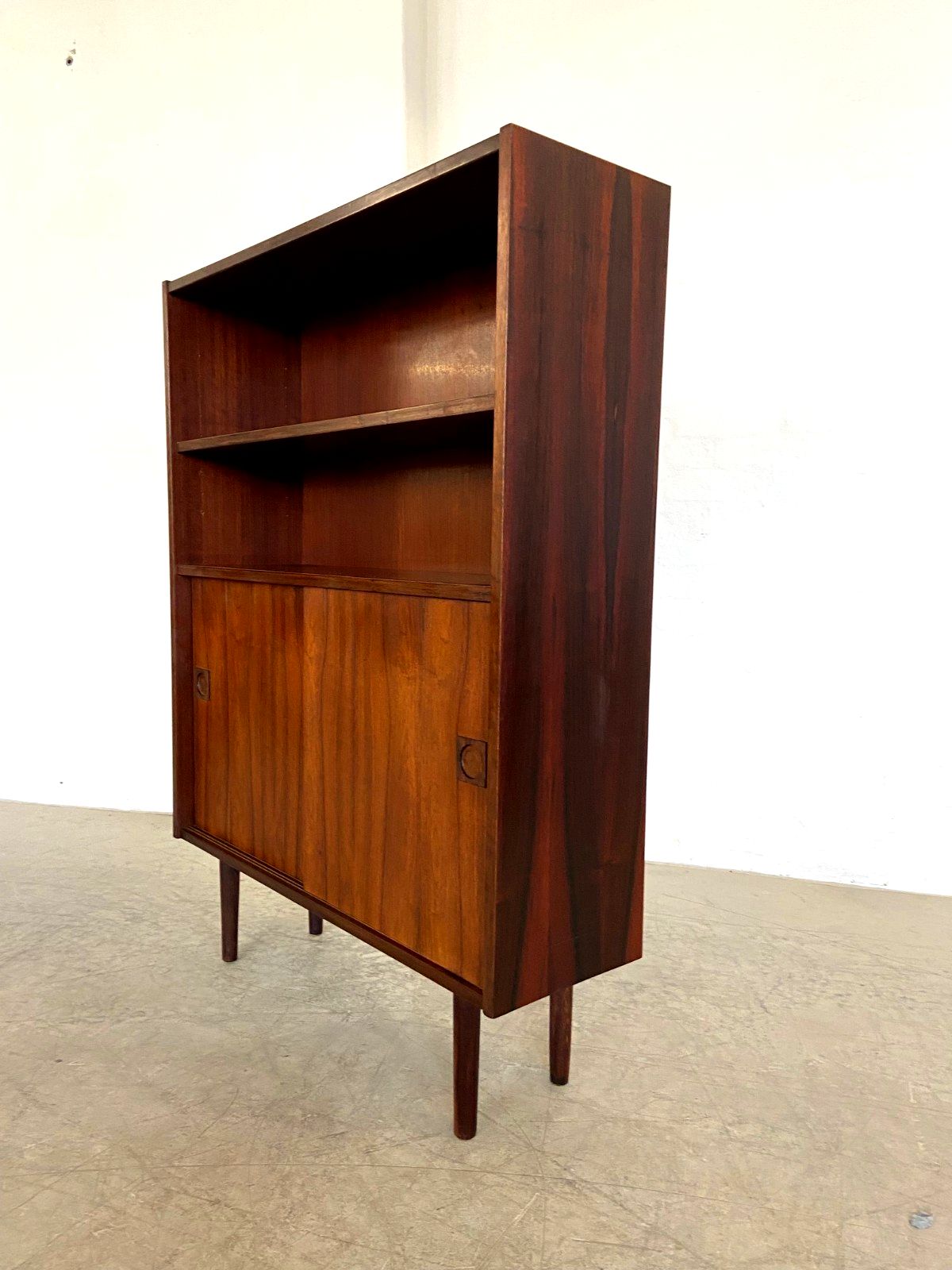 photo vintage Danish Retro Vintage Bookcase In Rosewood With Sliding Doors 1960,S