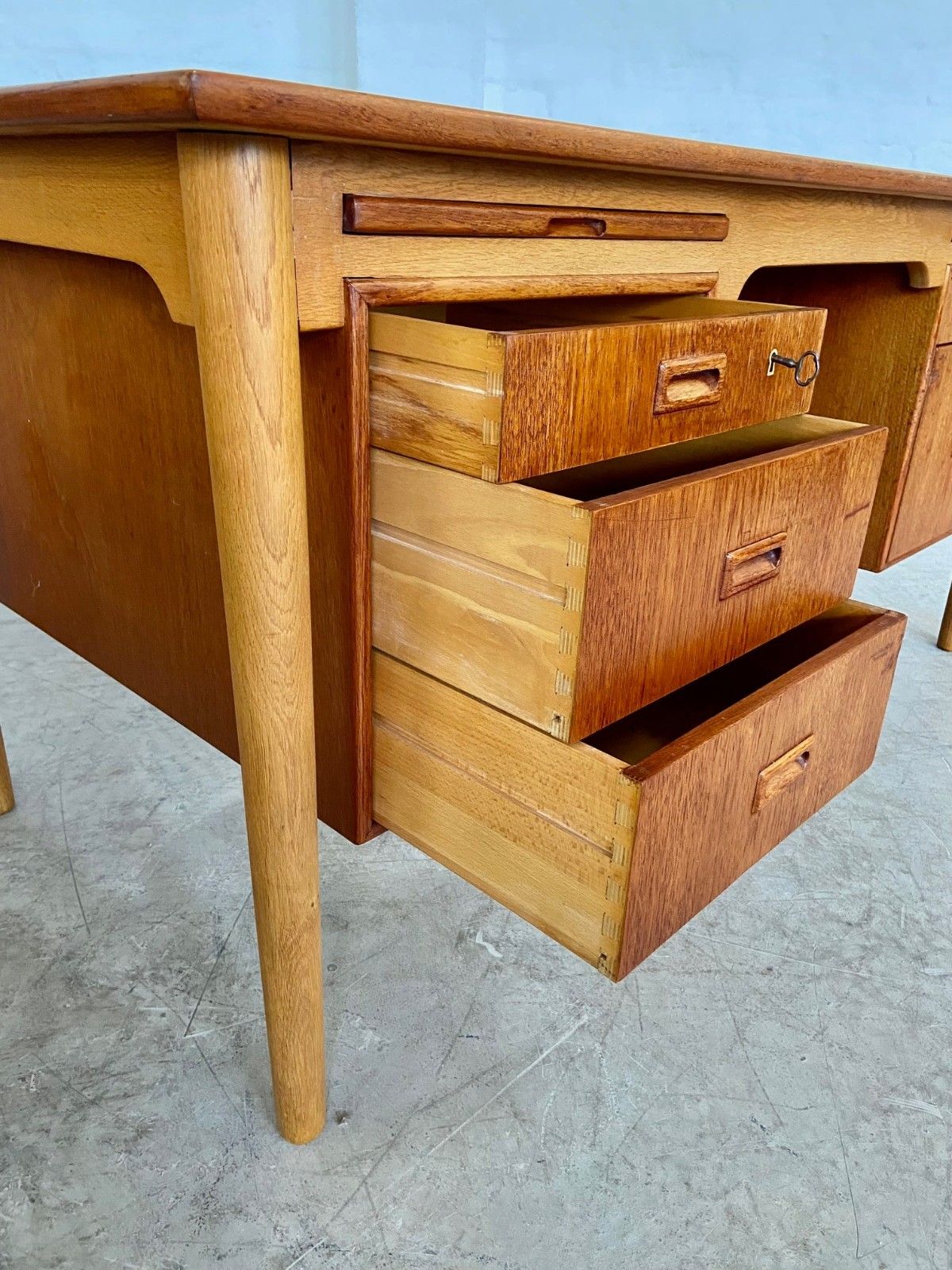 Vintage Retro Danish Teak And Oak Desk By Borge Mogensen For Soborg photo vintage