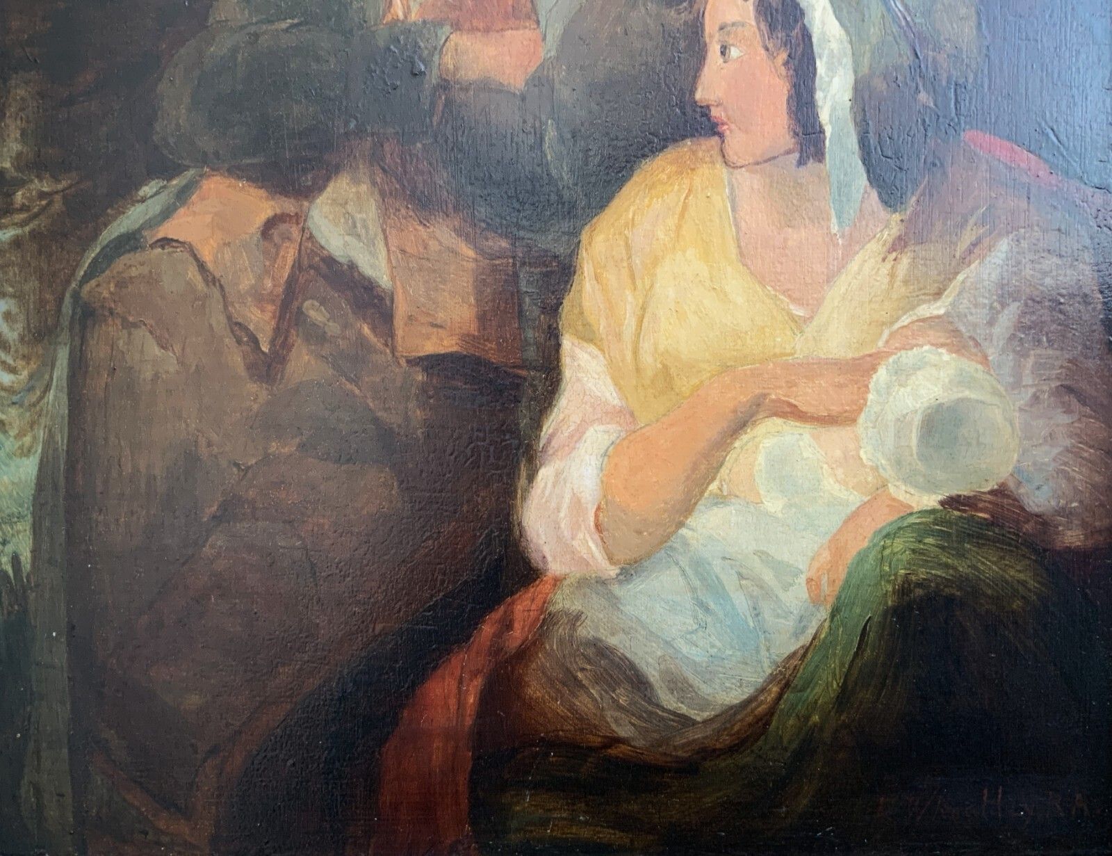 Victorian Genre Oil Portrait Painting Parents With Child Circa 1880 photo vinterior