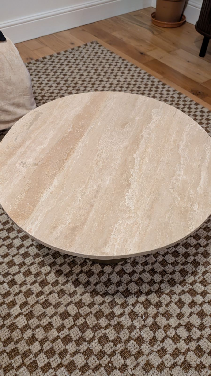 Clifton II Antique Brass & Light Travertine Coffee Table photo Furniture