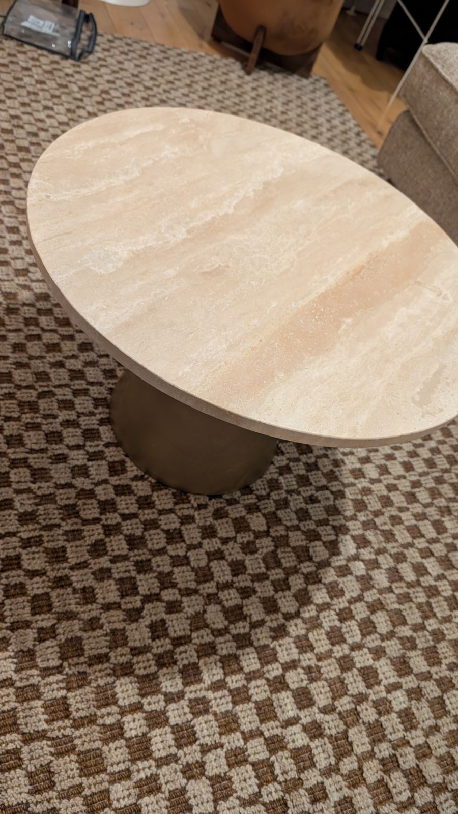 Clifton II Antique Brass & Light Travertine Coffee Table photo 385.0