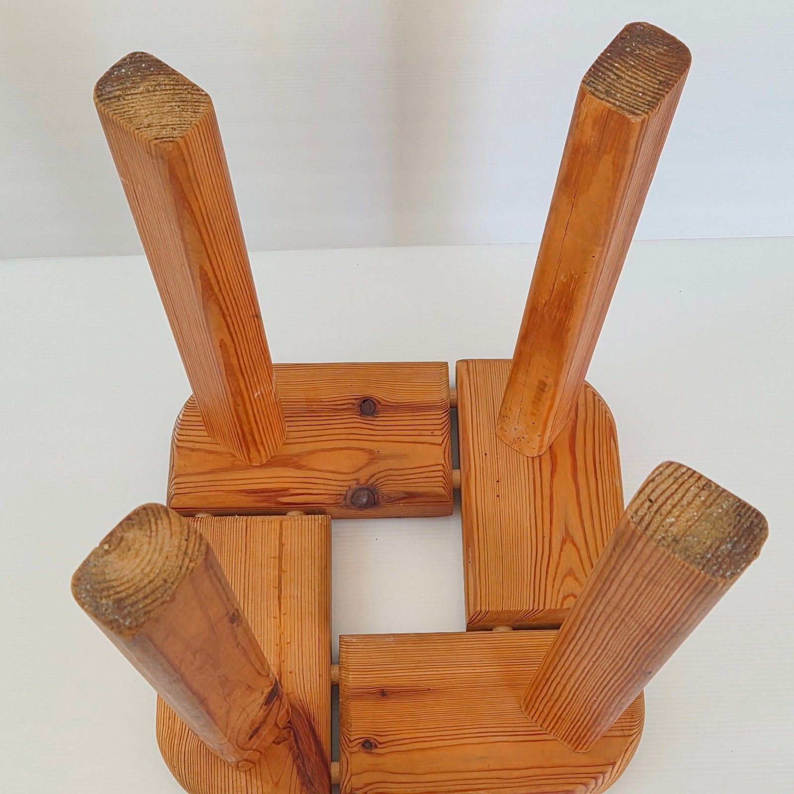Vintage Swedish Scandinavian 1950 Olof Ottelin Pine Stool For Finnsauna photo vinterior